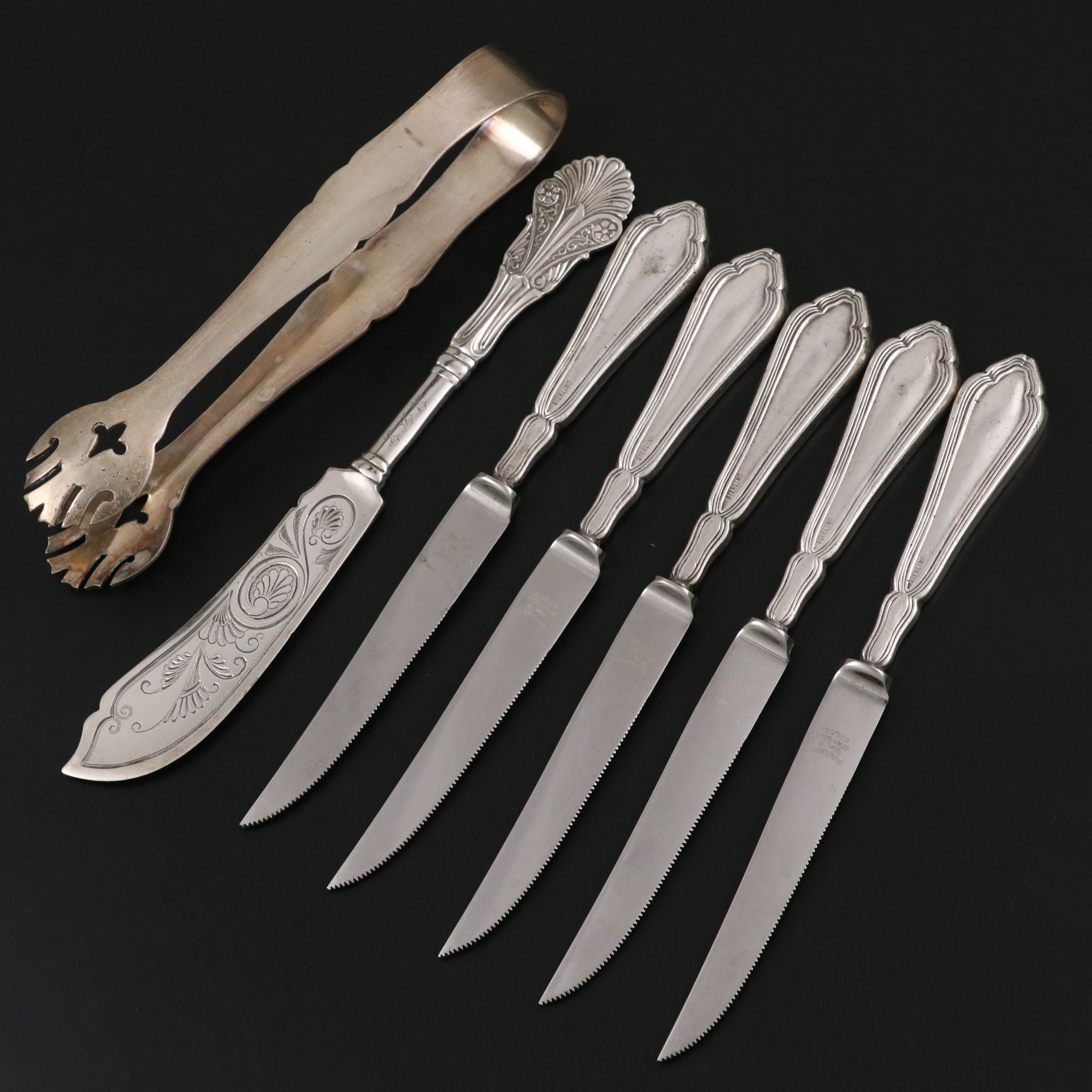 Victorian Bailey & Co. Sterling Butter Knife with More Silver Table Utensils