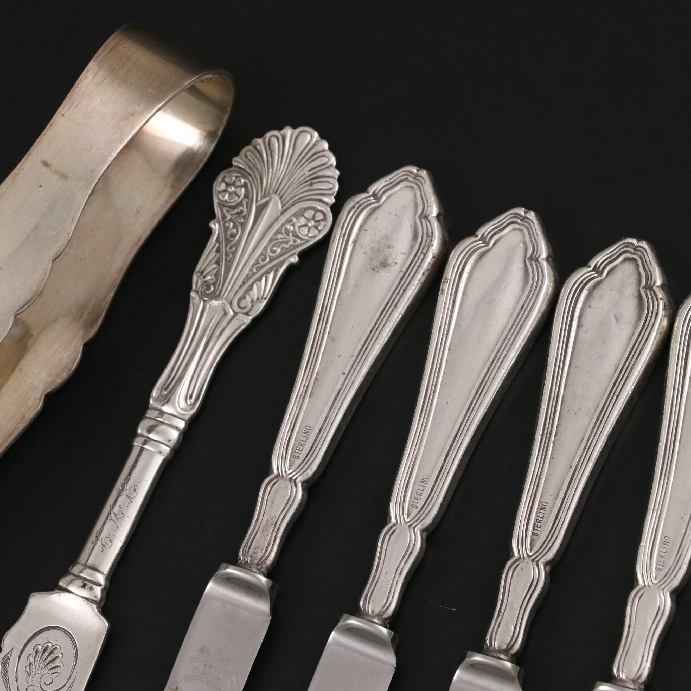 Victorian Bailey & Co. Sterling Butter Knife with More Silver Table Utensils