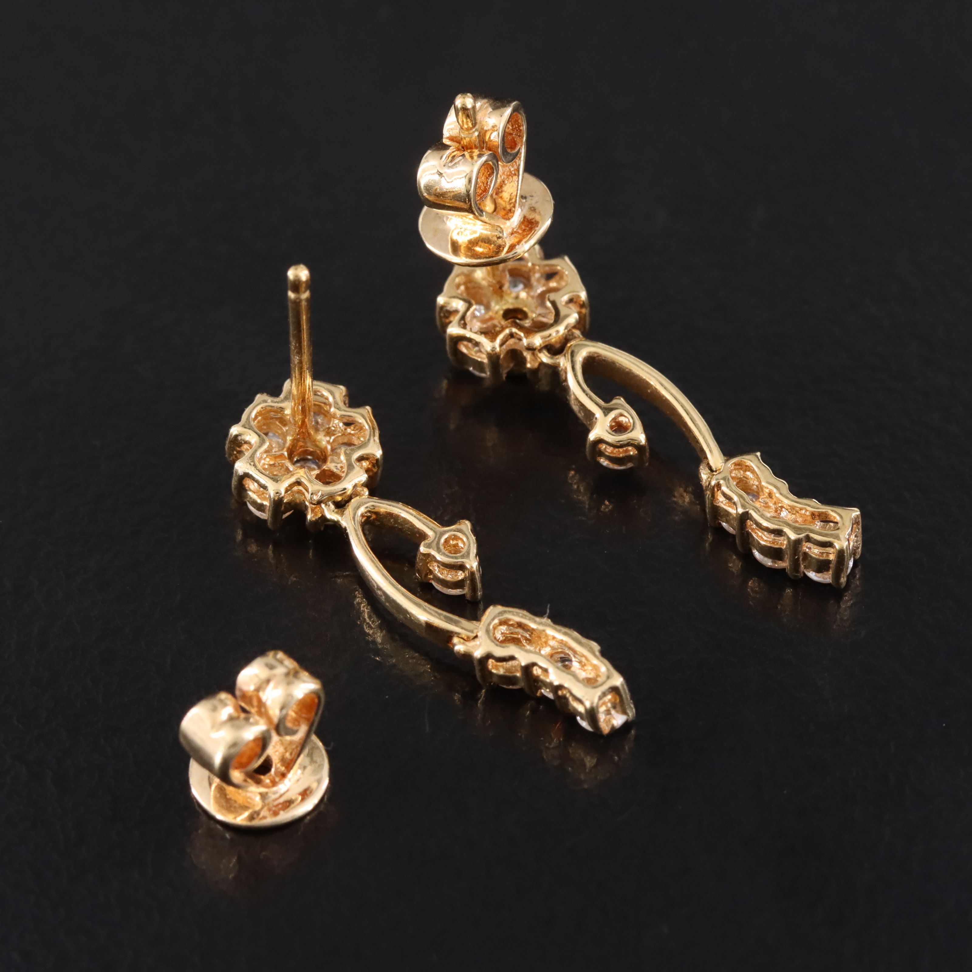 18K 0.52 CTW Diamond Floral Drop Earrings