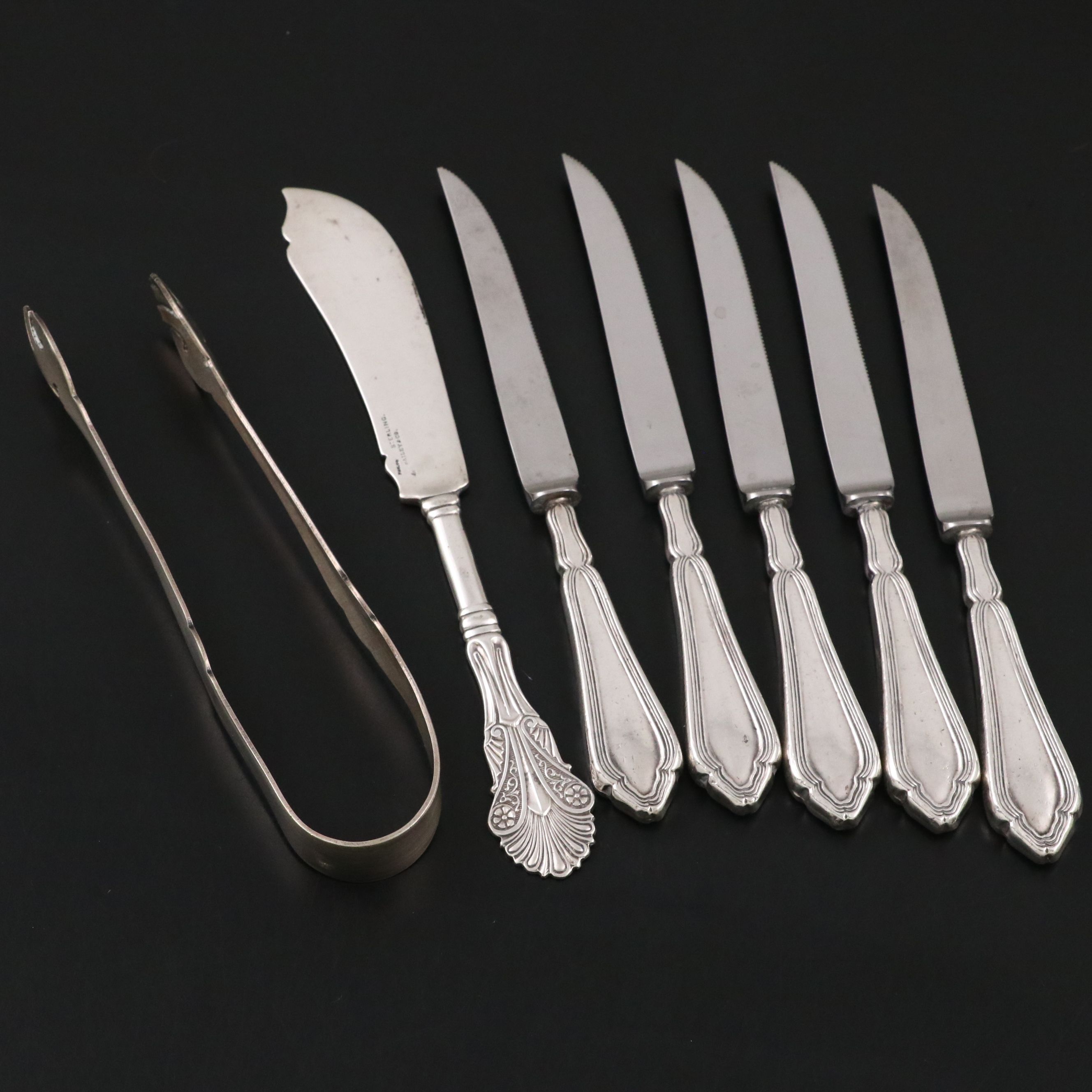 Victorian Bailey & Co. Sterling Butter Knife with More Silver Table Utensils