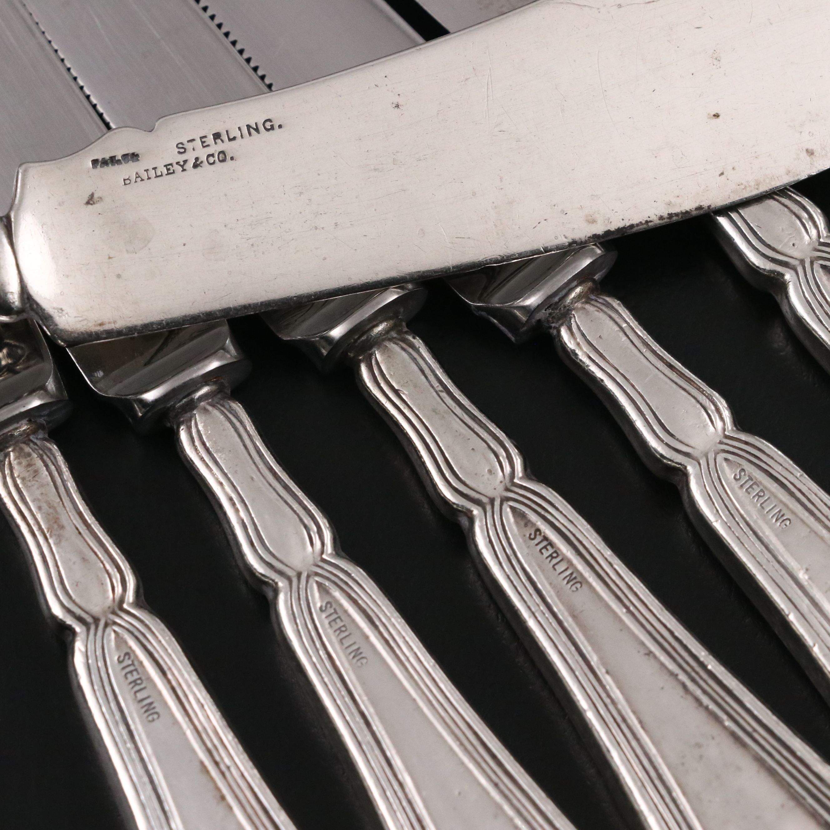 Victorian Bailey & Co. Sterling Butter Knife with More Silver Table Utensils