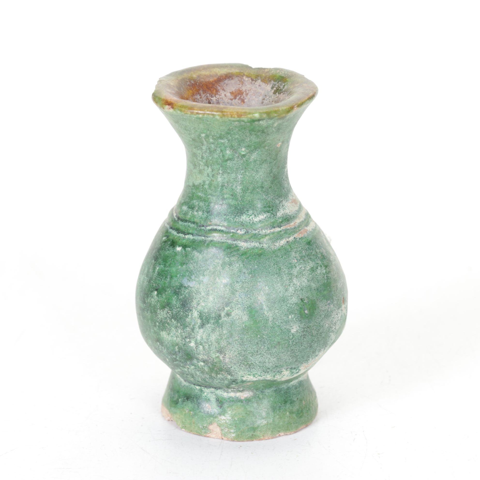 Ming Dynasty Lead Glazed Pottery Set of Fruits, Cake, and a Vase, 1368-1643