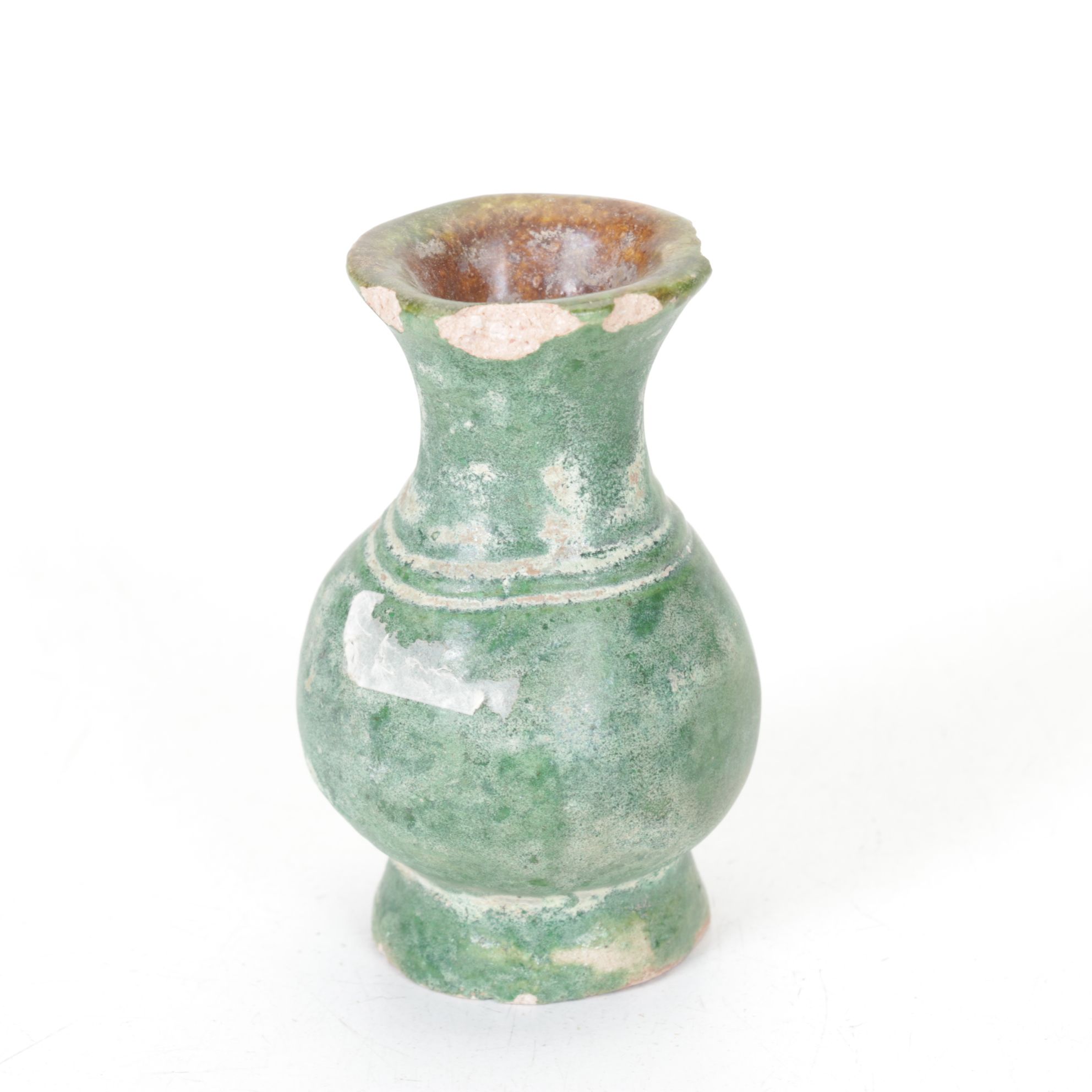 Ming Dynasty Lead Glazed Pottery Set of Fruits, Cake, and a Vase, 1368-1643