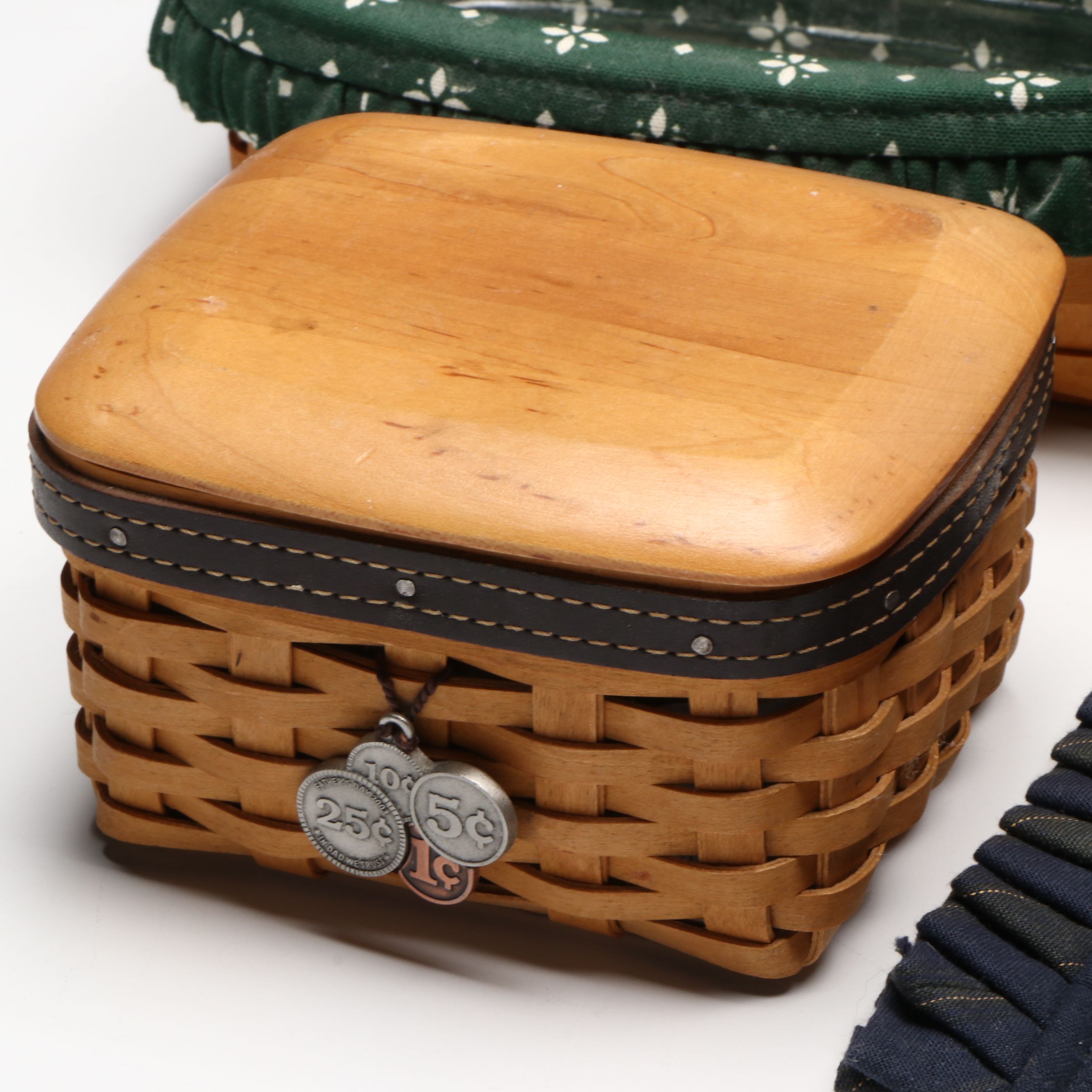 Longaberger Woven Baskets and Tissue Box Cover, Late 20th Century