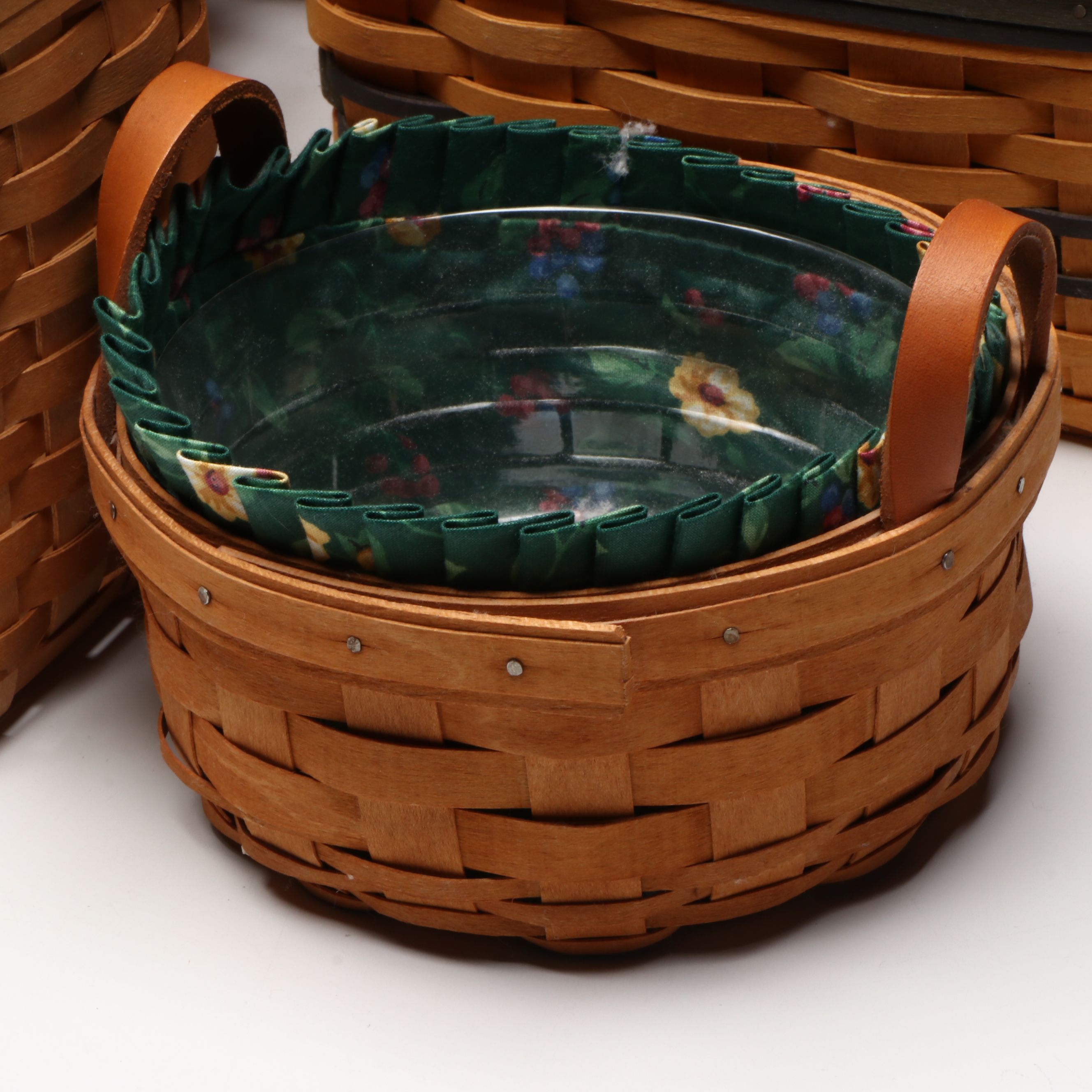 Longaberger Woven Baskets and Tissue Box Cover, Late 20th Century