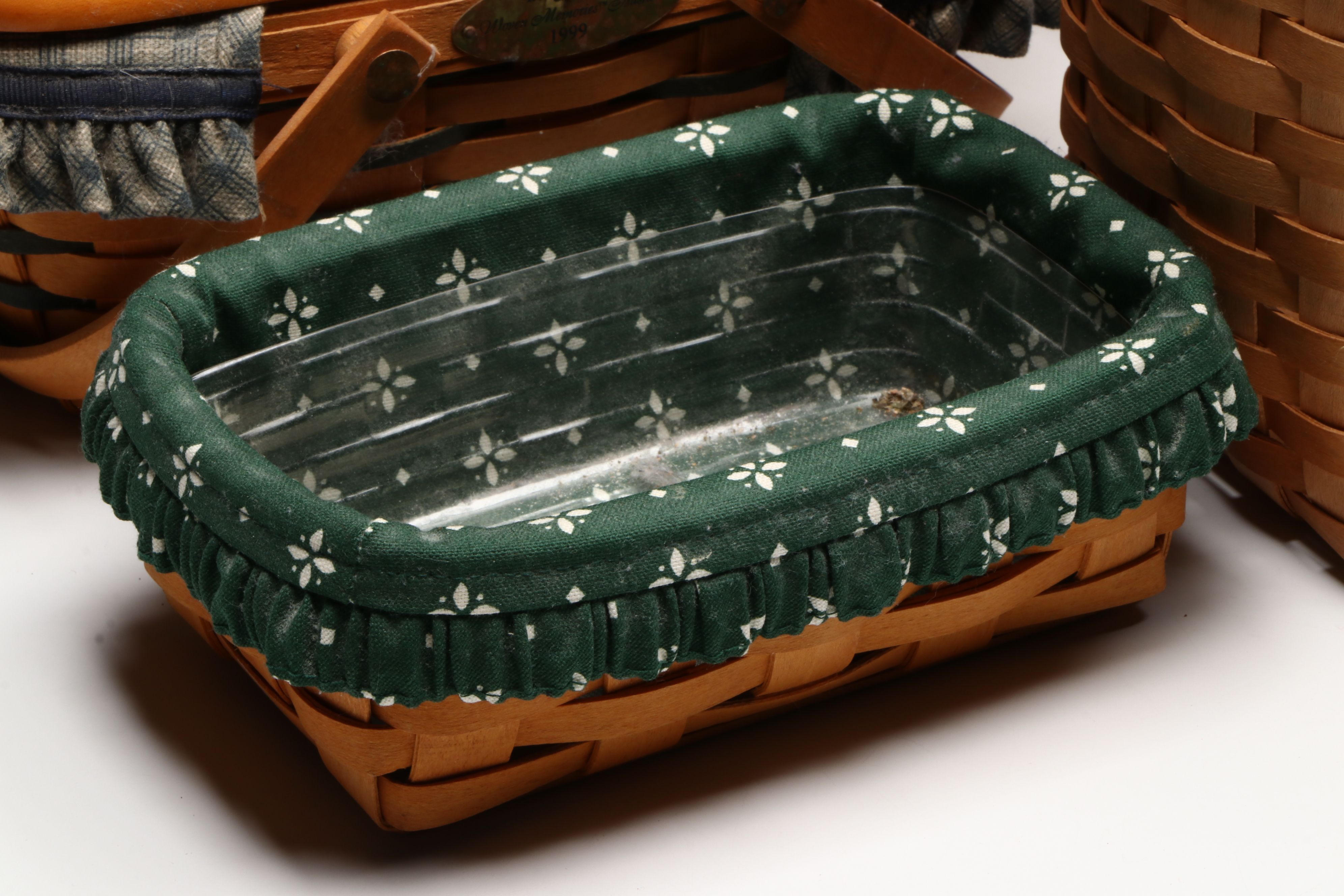 Longaberger Woven Baskets and Tissue Box Cover, Late 20th Century