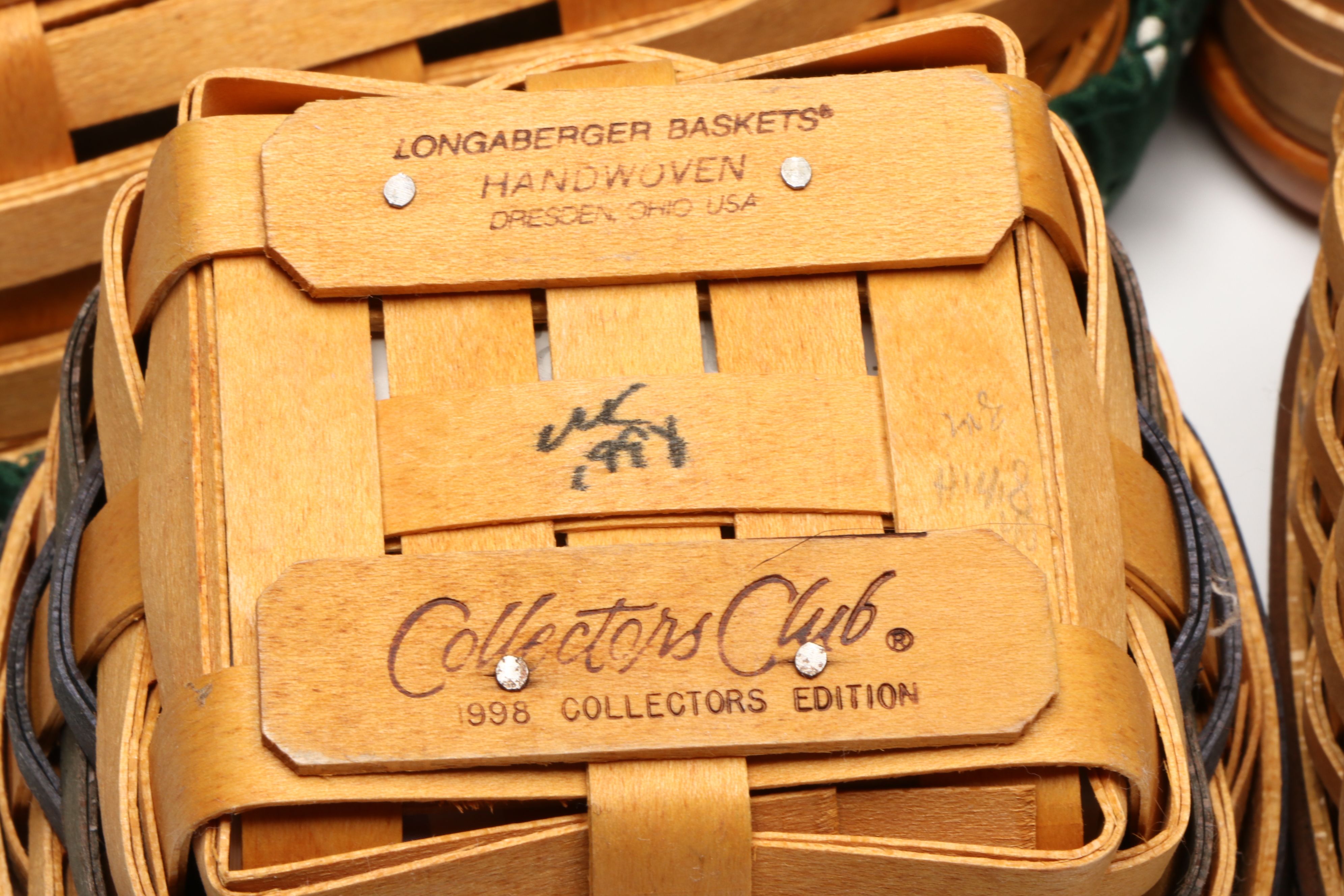 Longaberger Woven Baskets and Tissue Box Cover, Late 20th Century