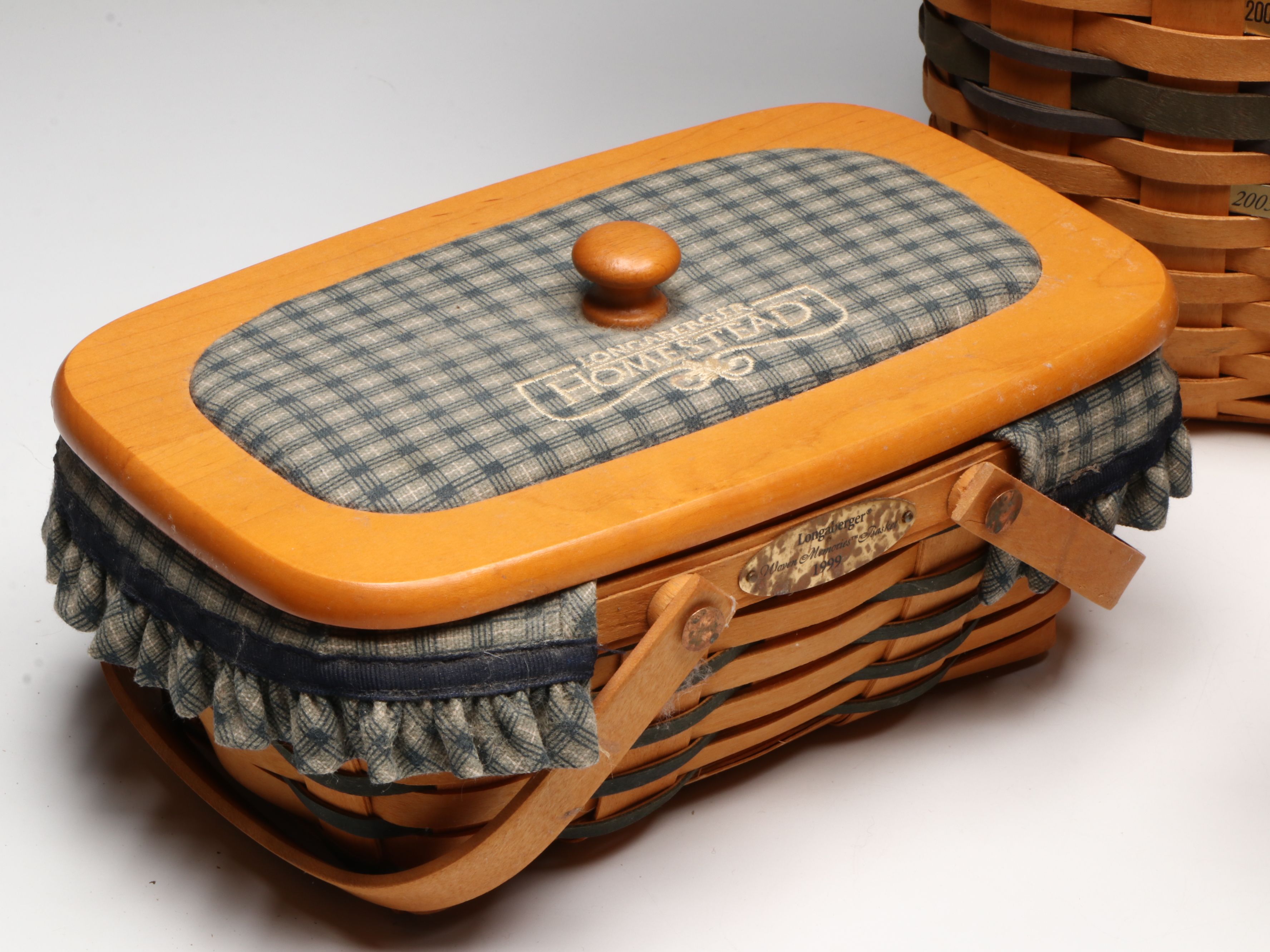 Longaberger Woven Baskets and Tissue Box Cover, Late 20th Century