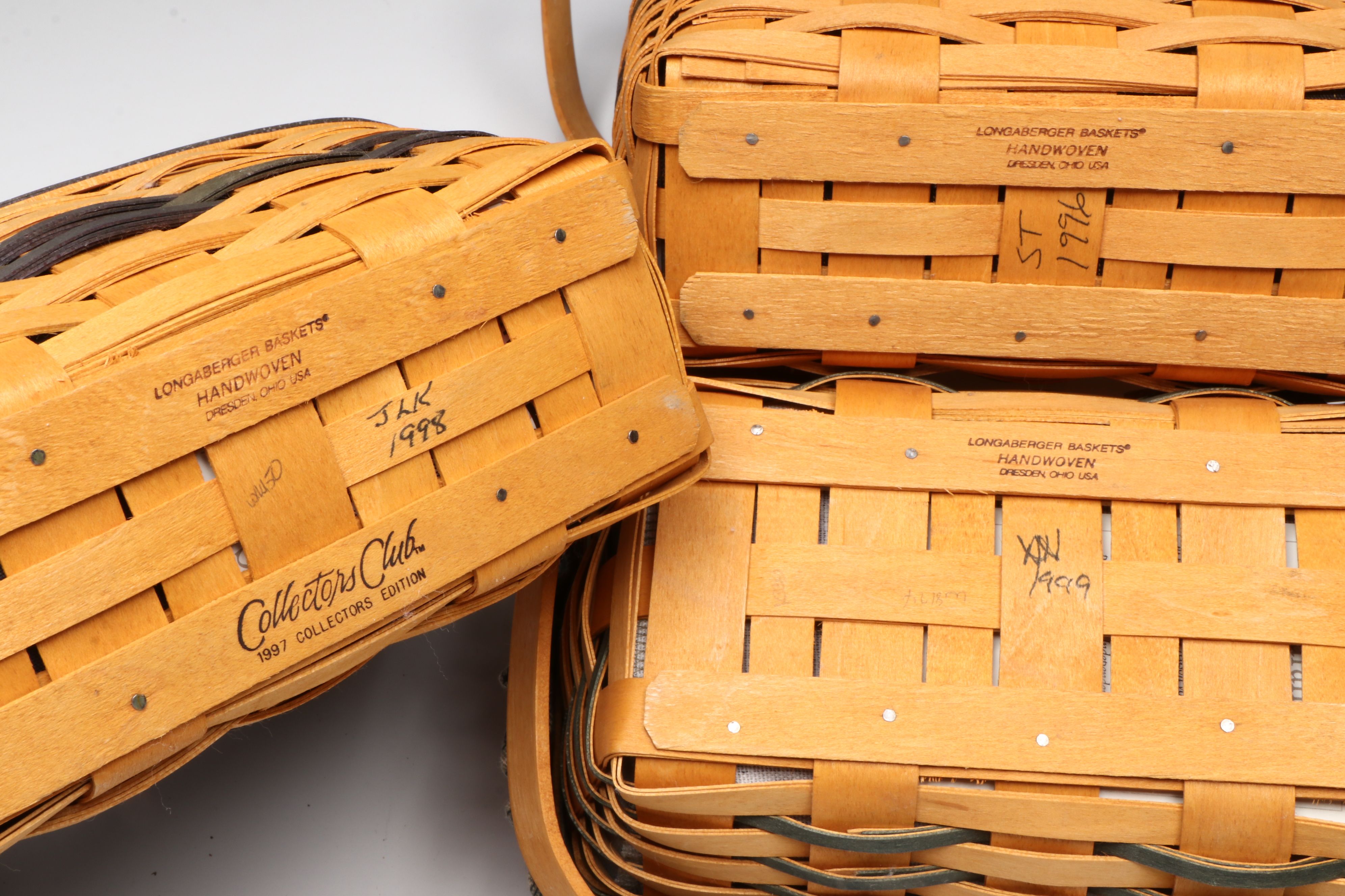 Longaberger Woven Baskets and Tissue Box Cover, Late 20th Century