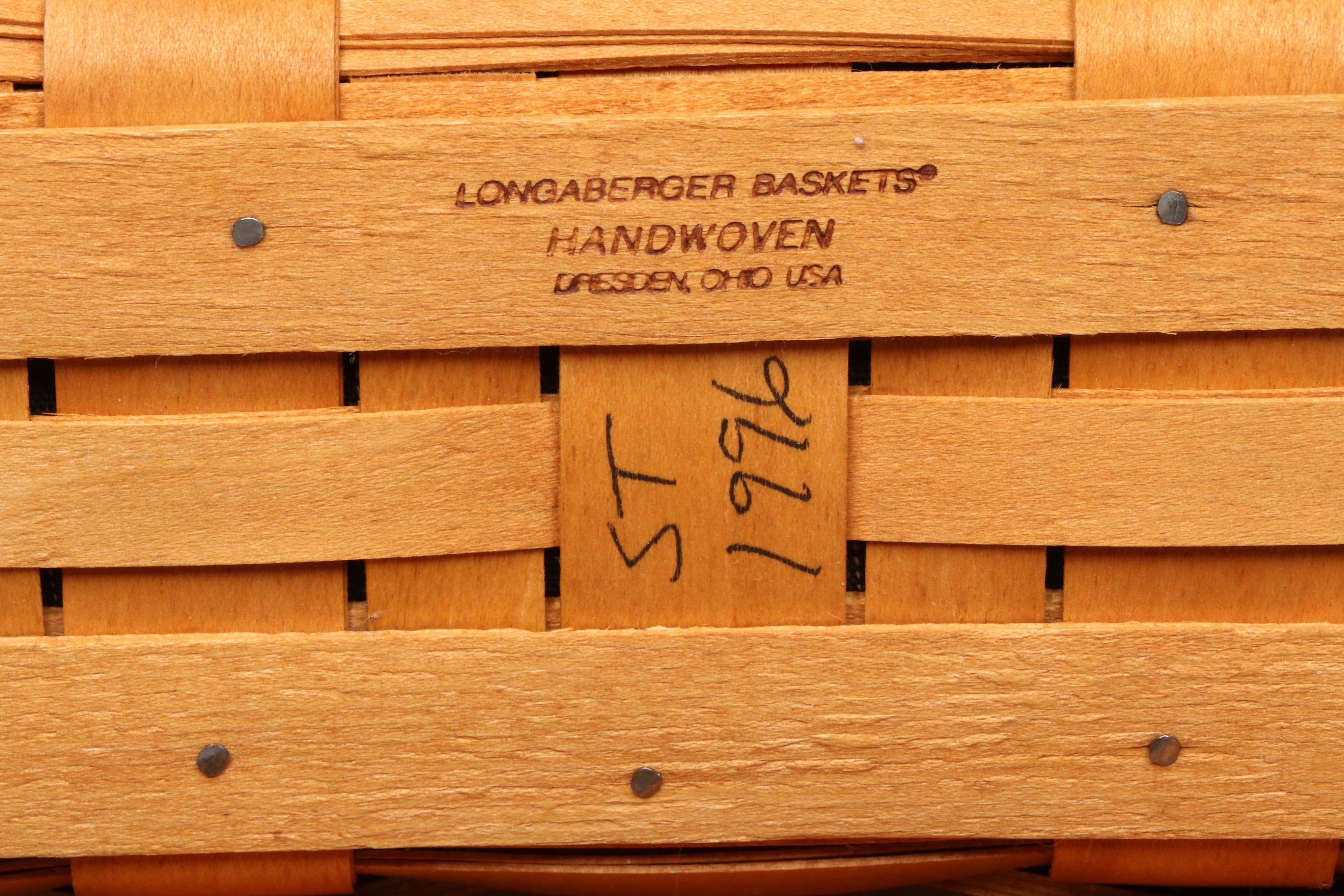 Longaberger Woven Baskets and Tissue Box Cover, Late 20th Century