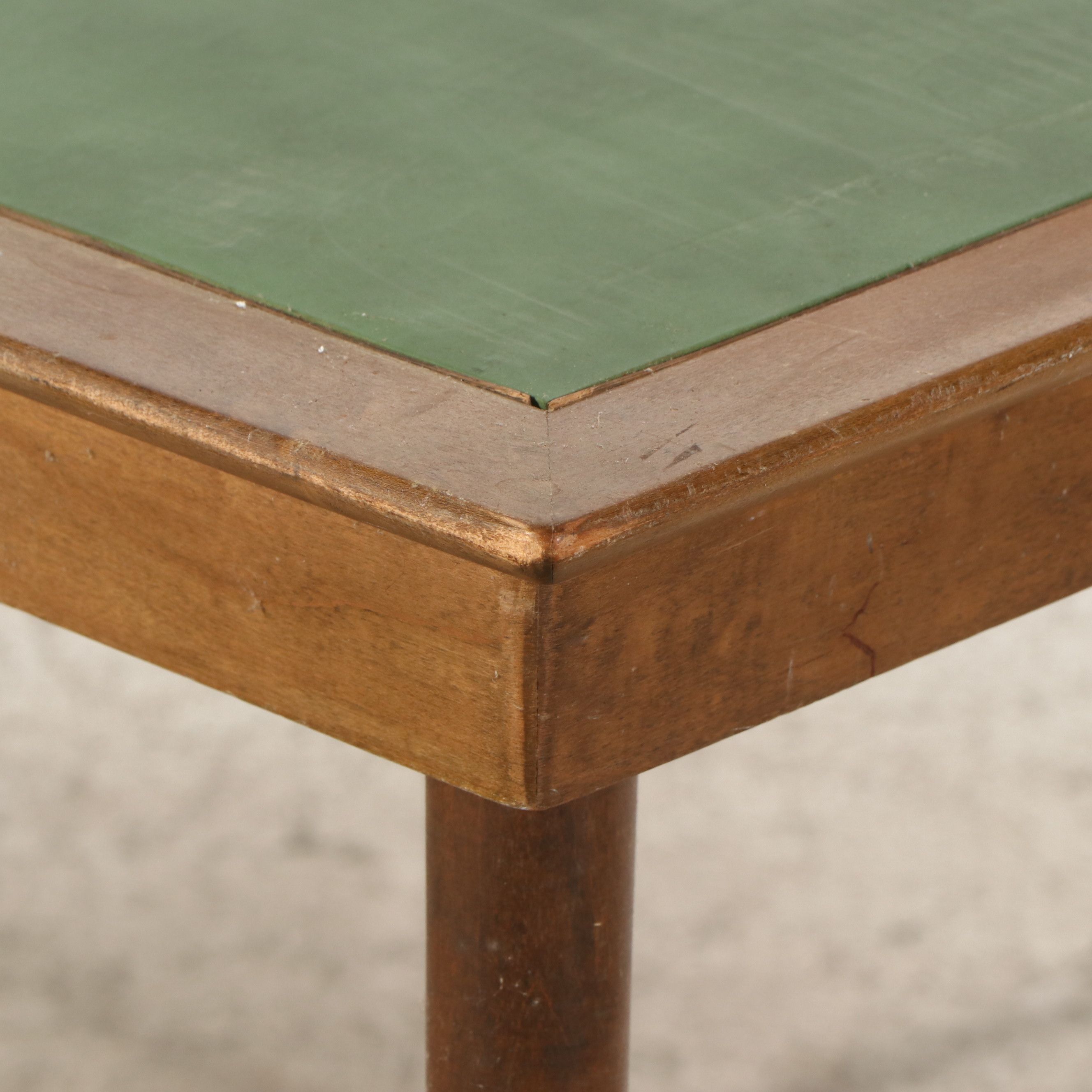 MCM Folding Games Table with Norquist Chairs and Green Vinyl Upholstery