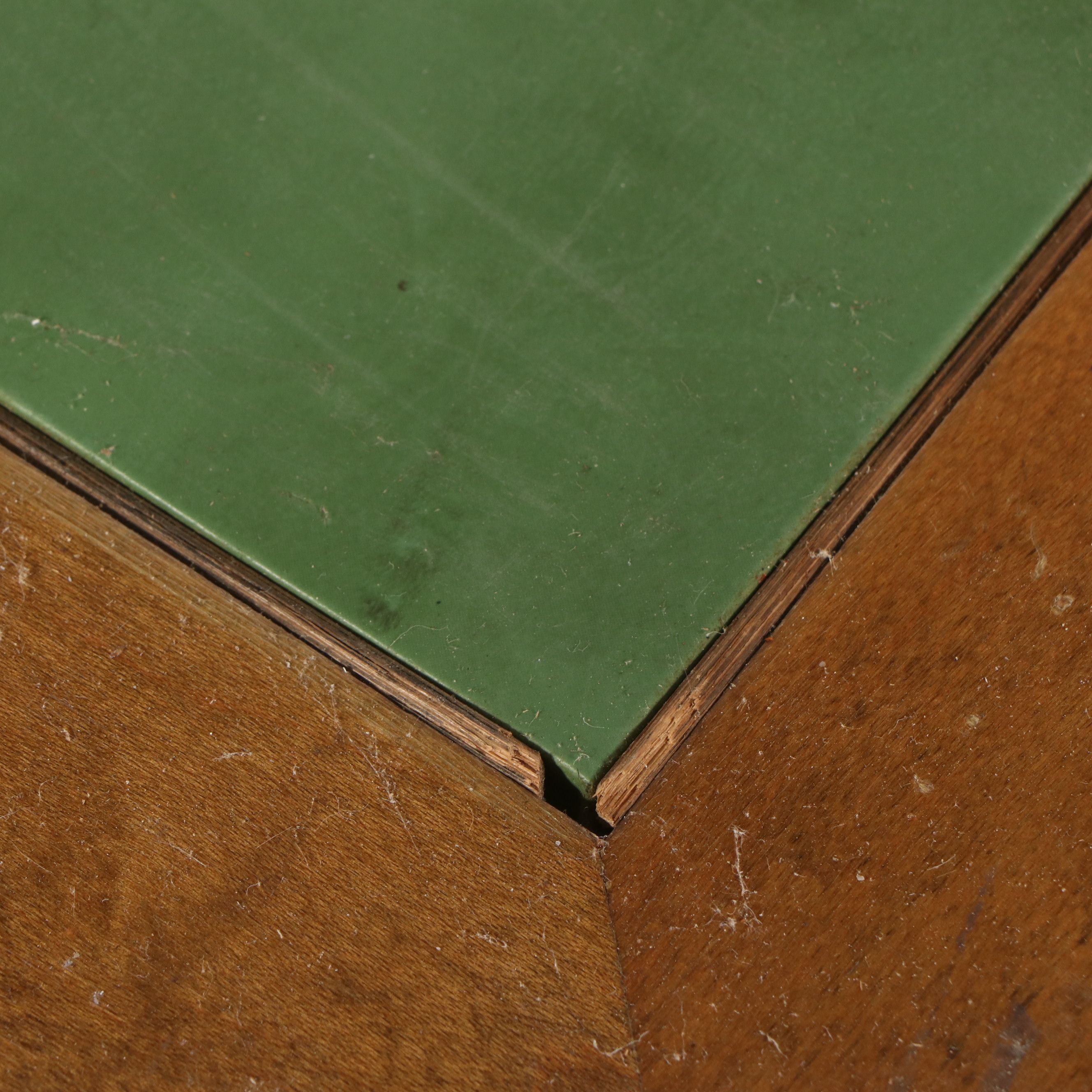 MCM Folding Games Table with Norquist Chairs and Green Vinyl Upholstery