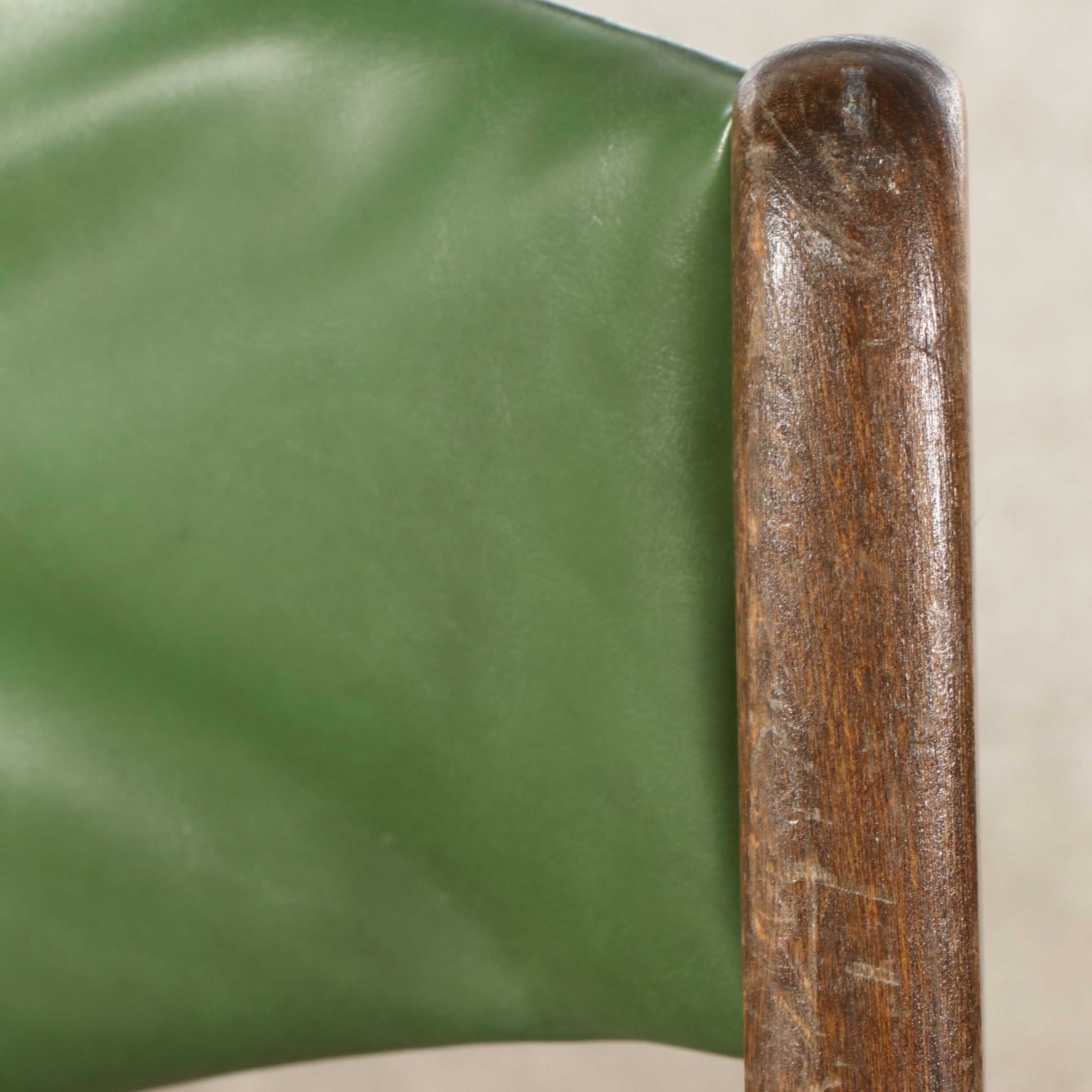 MCM Folding Games Table with Norquist Chairs and Green Vinyl Upholstery