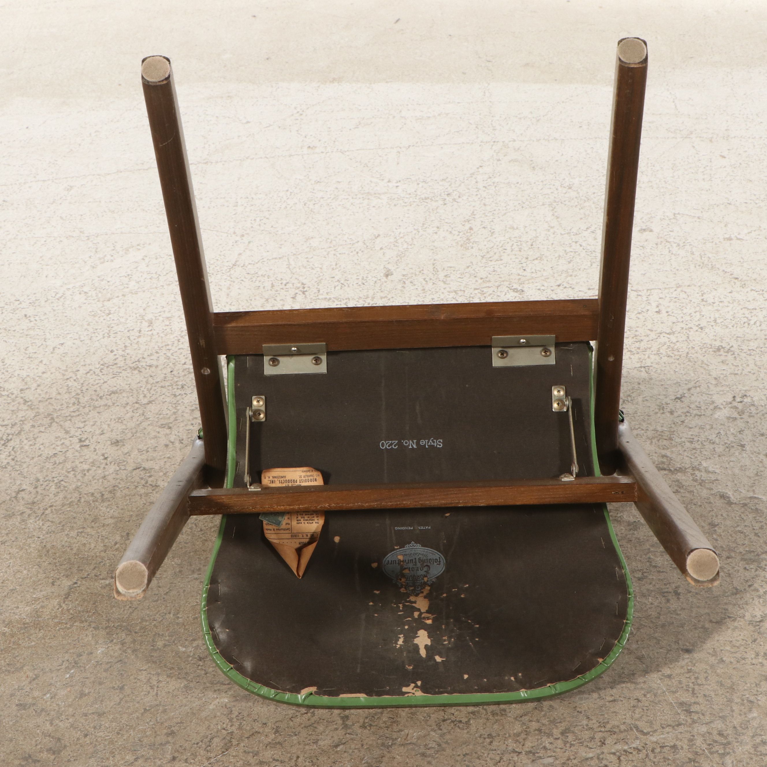 MCM Folding Games Table with Norquist Chairs and Green Vinyl Upholstery