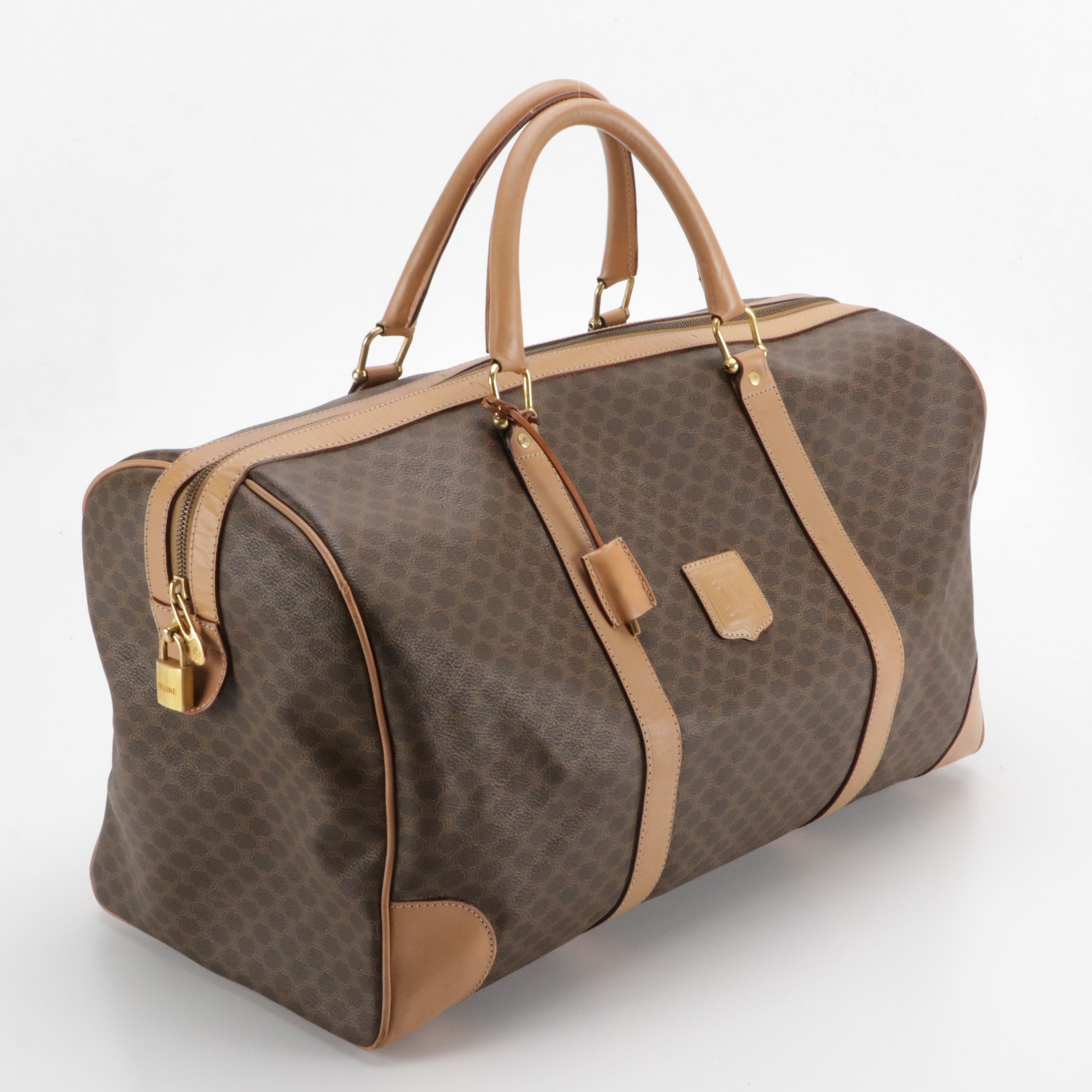 Celine Duffle Bag in Dark Brown Macadam Canvas and Leather