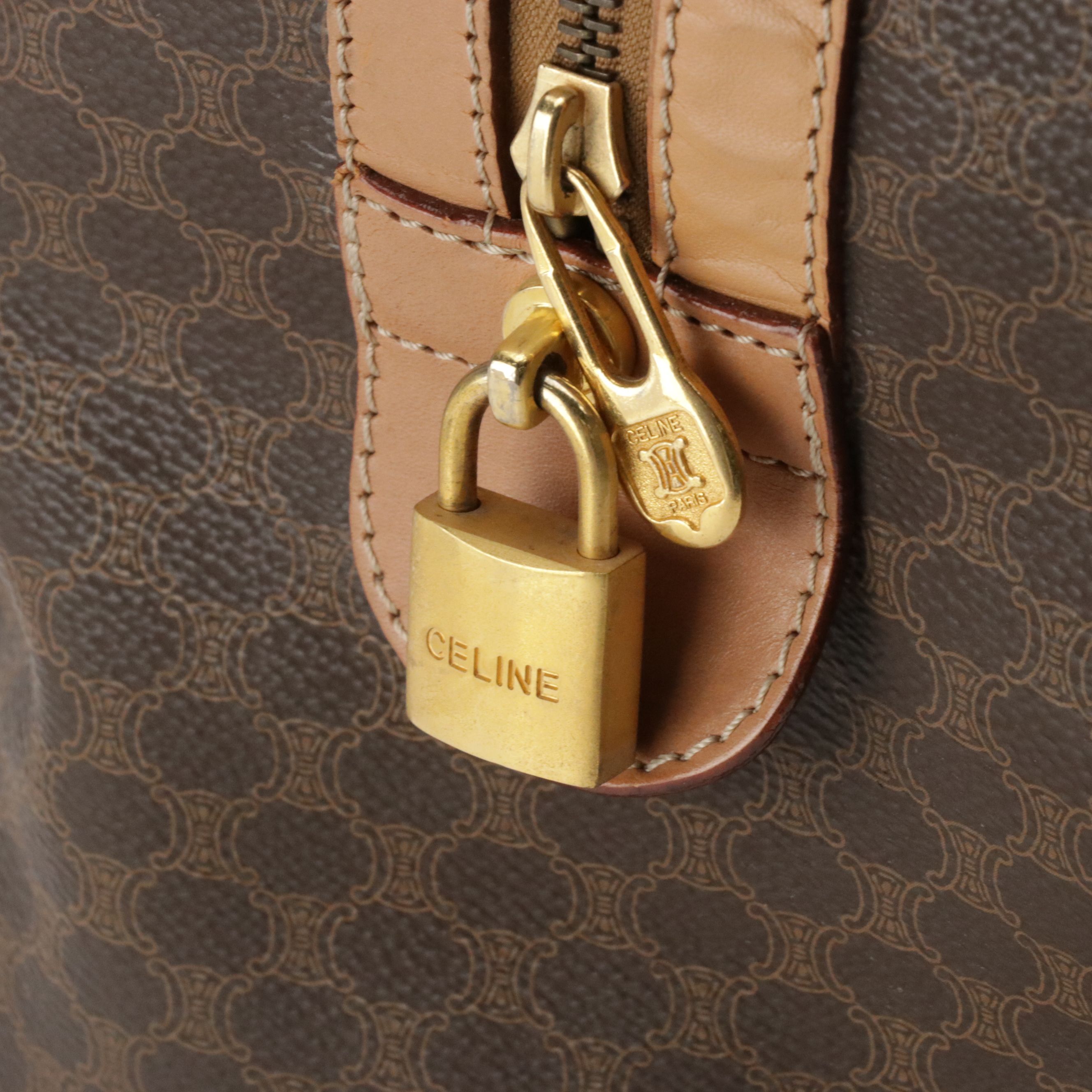 Celine Duffle Bag in Dark Brown Macadam Canvas and Leather