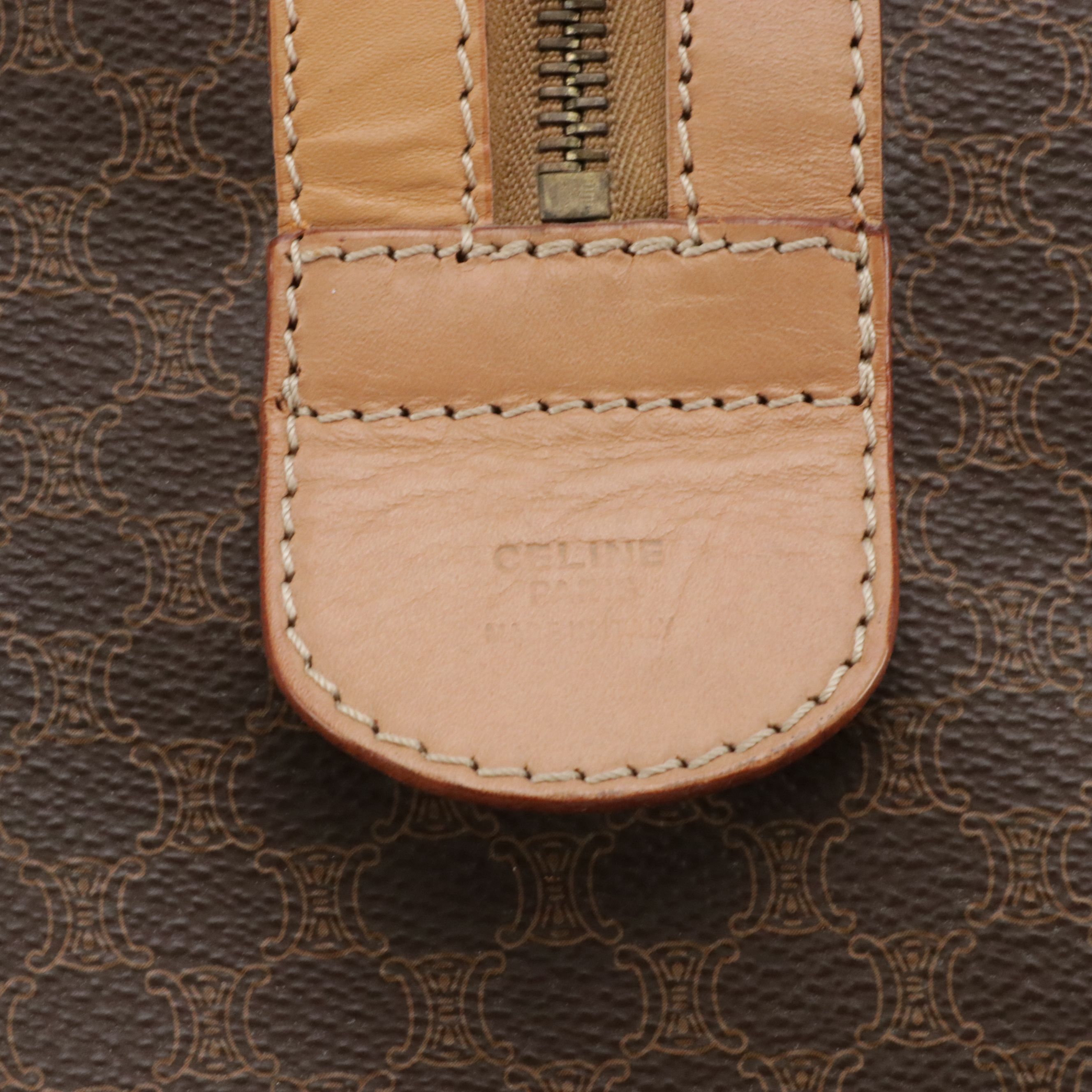 Celine Duffle Bag in Dark Brown Macadam Canvas and Leather