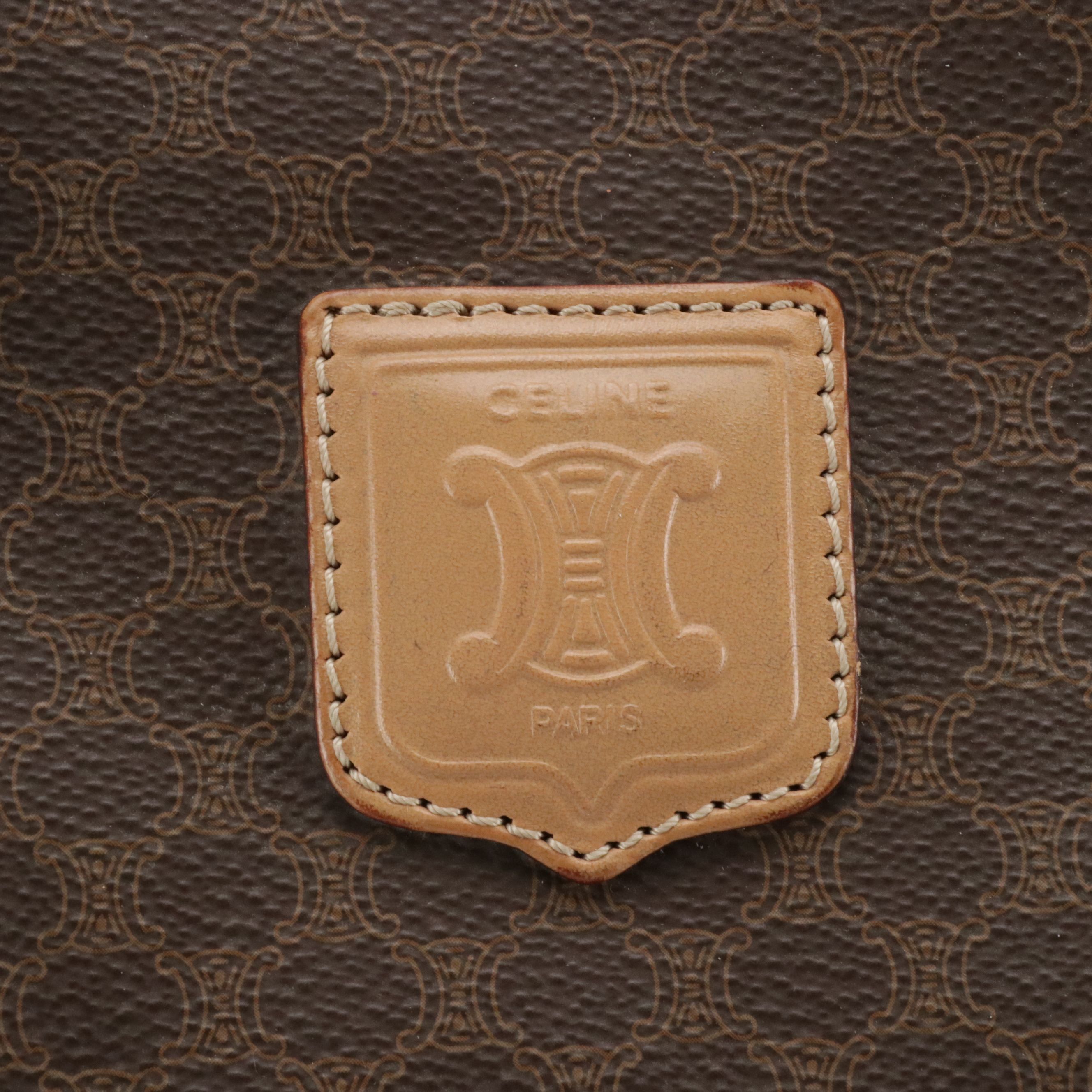 Celine Duffle Bag in Dark Brown Macadam Canvas and Leather