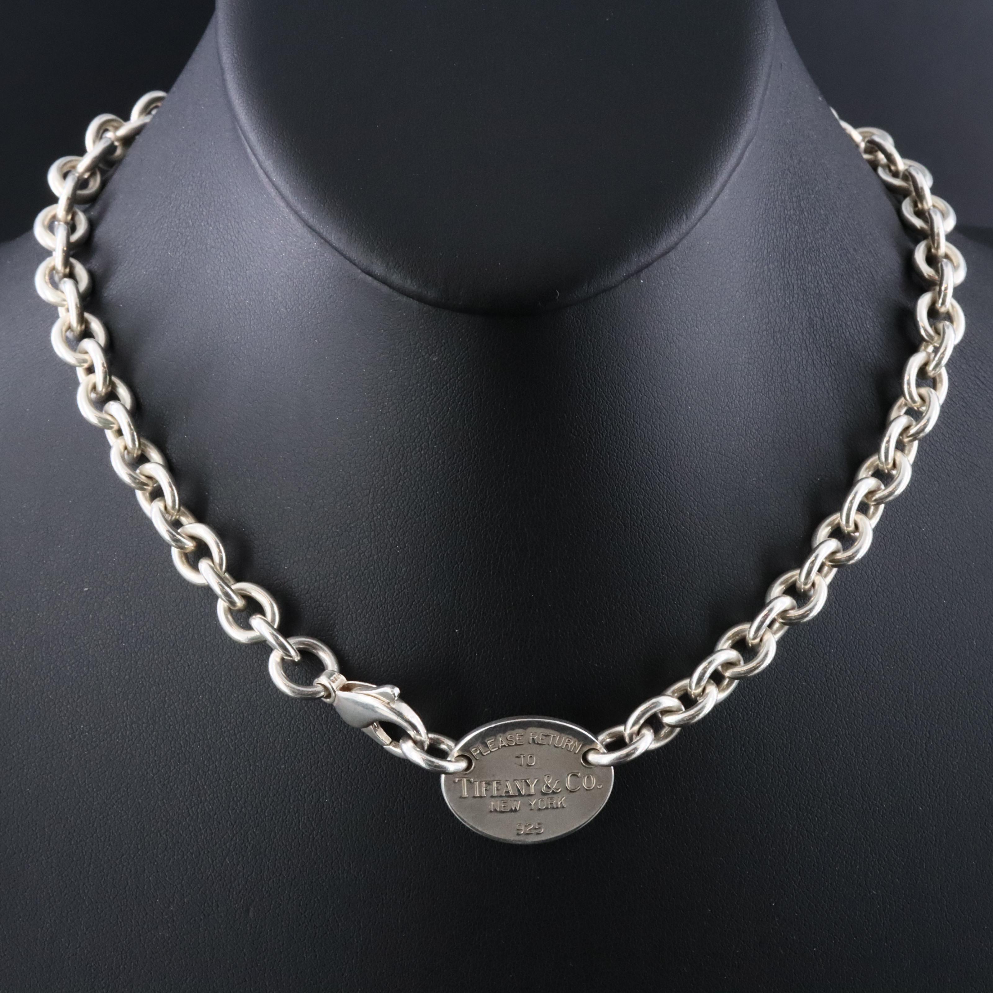 Tiffany & Co. Return to Tiffany Sterling Oval Tag Choker