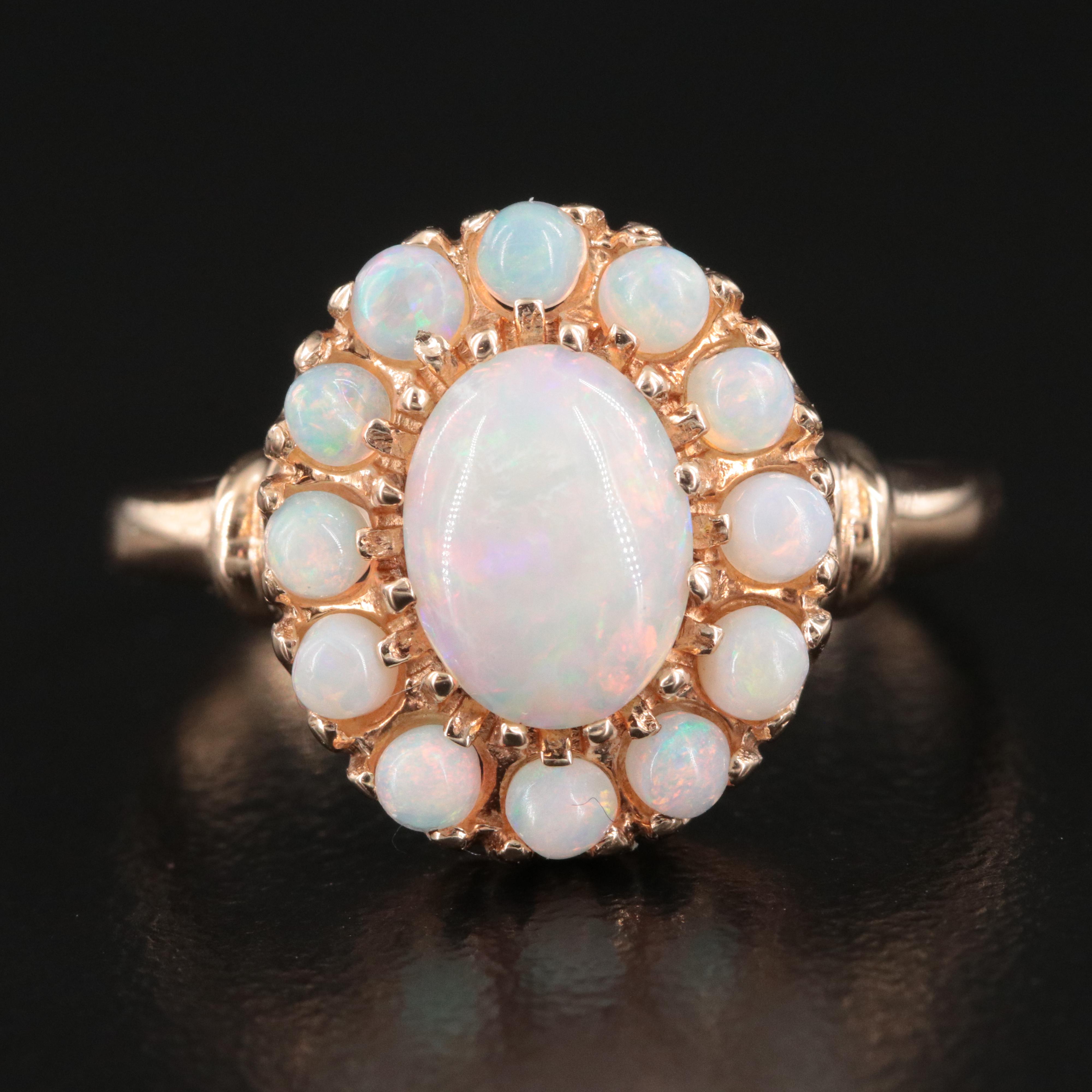 10K Opal Cluster Ring