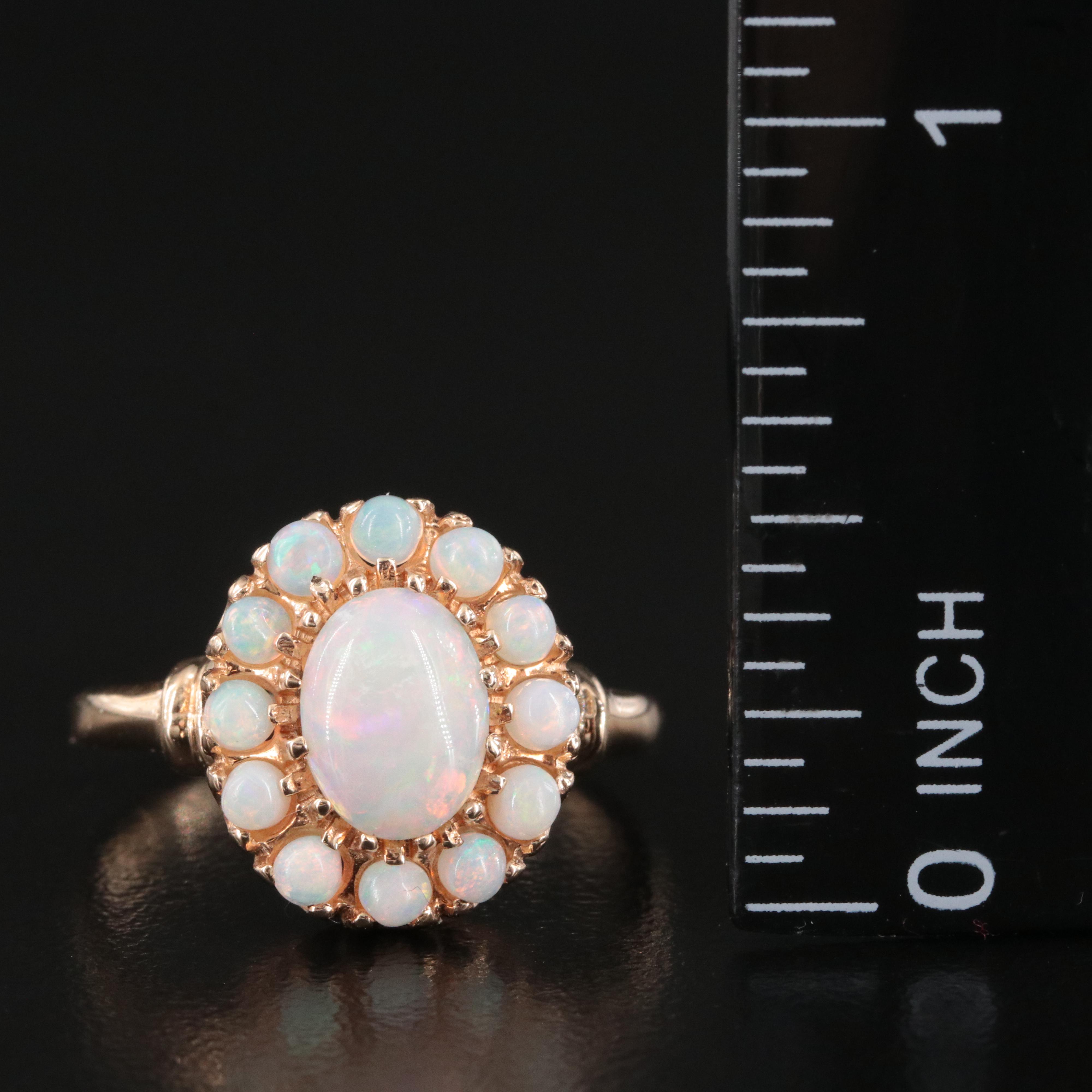 10K Opal Cluster Ring