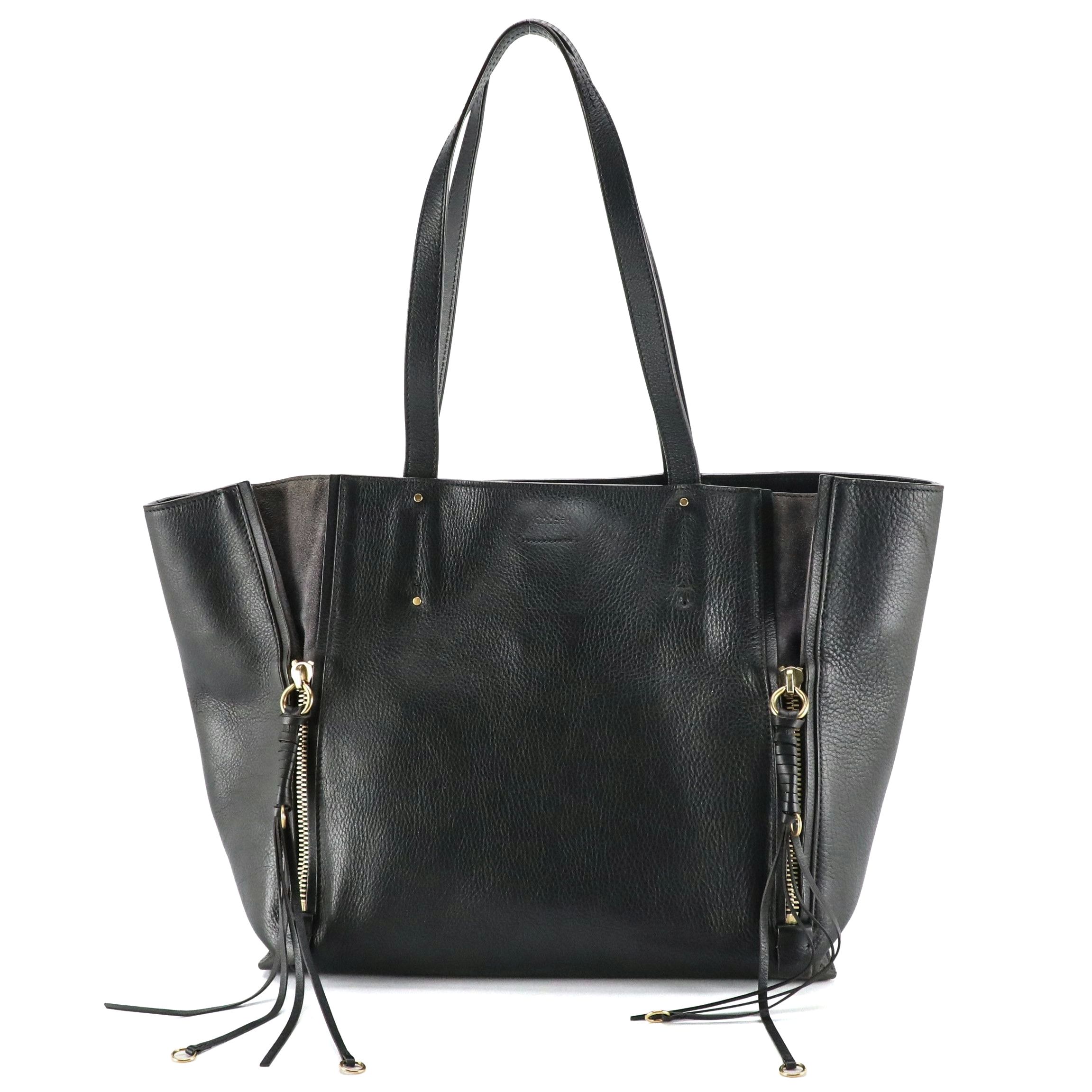 Chloé Milo Medium Shopper Tote in Black Leather and Suede