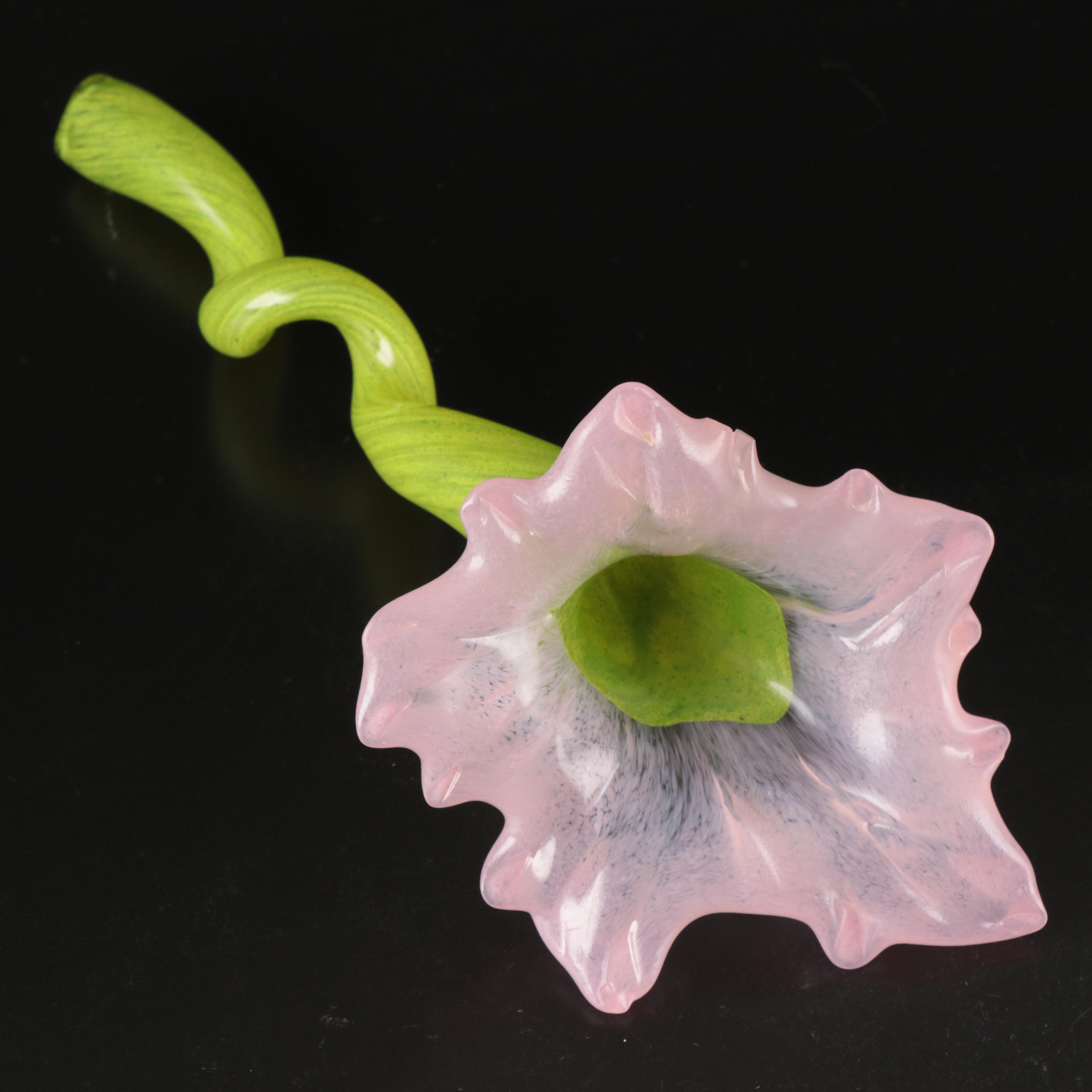 Crate & Barrel Speckled Glass Bird Paperweight and Studio Glass Flower