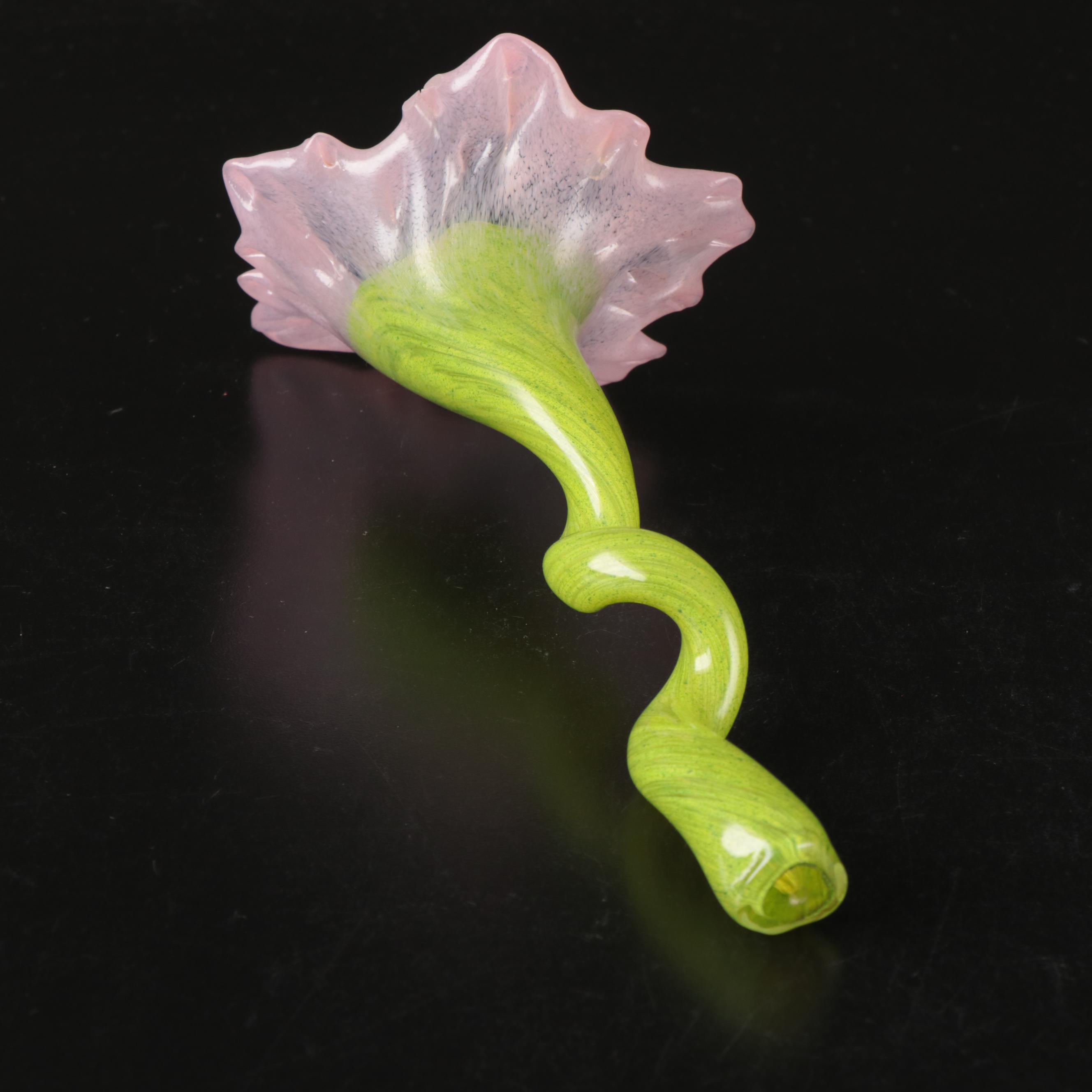 Crate & Barrel Speckled Glass Bird Paperweight and Studio Glass Flower