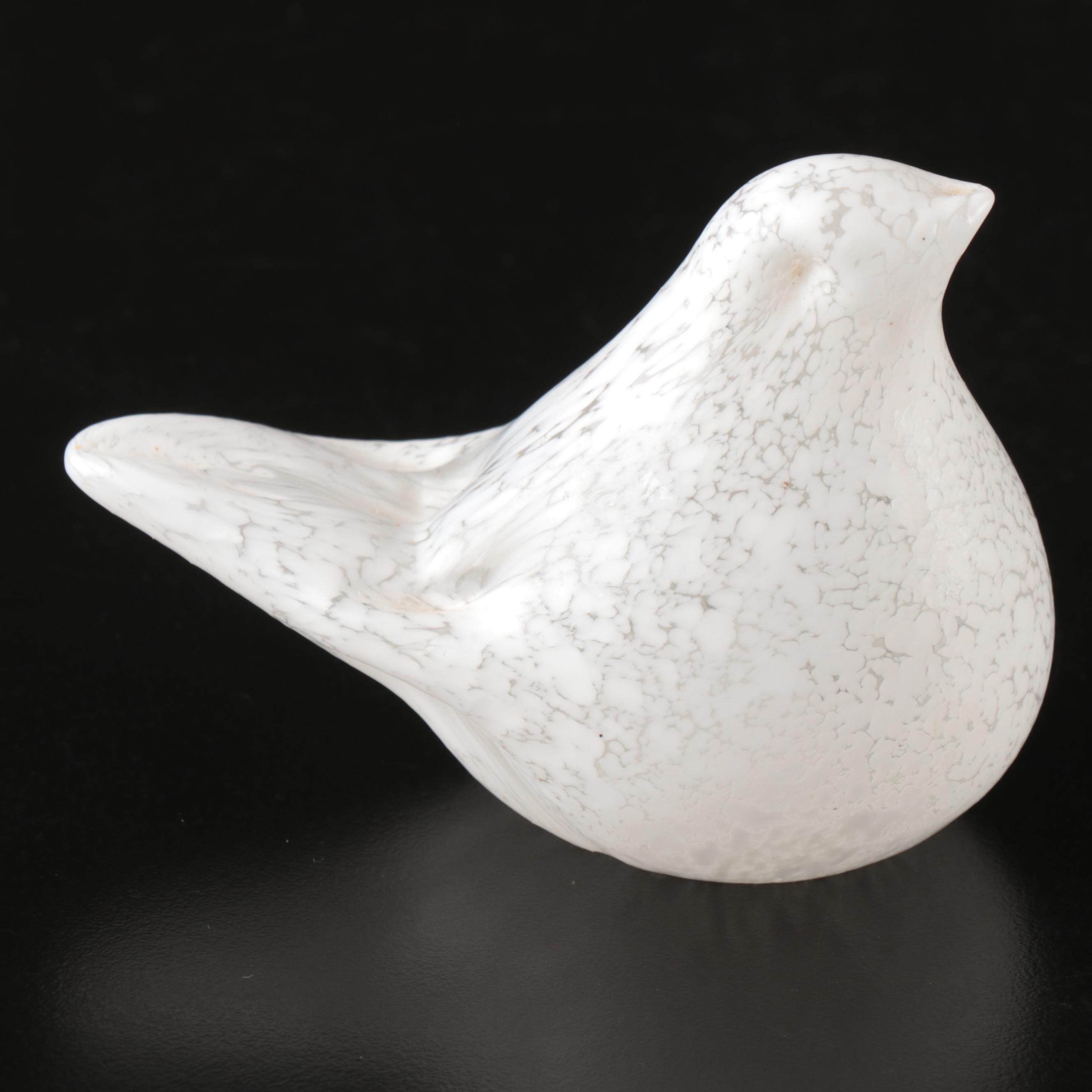 Crate & Barrel Speckled Glass Bird Paperweight and Studio Glass Flower