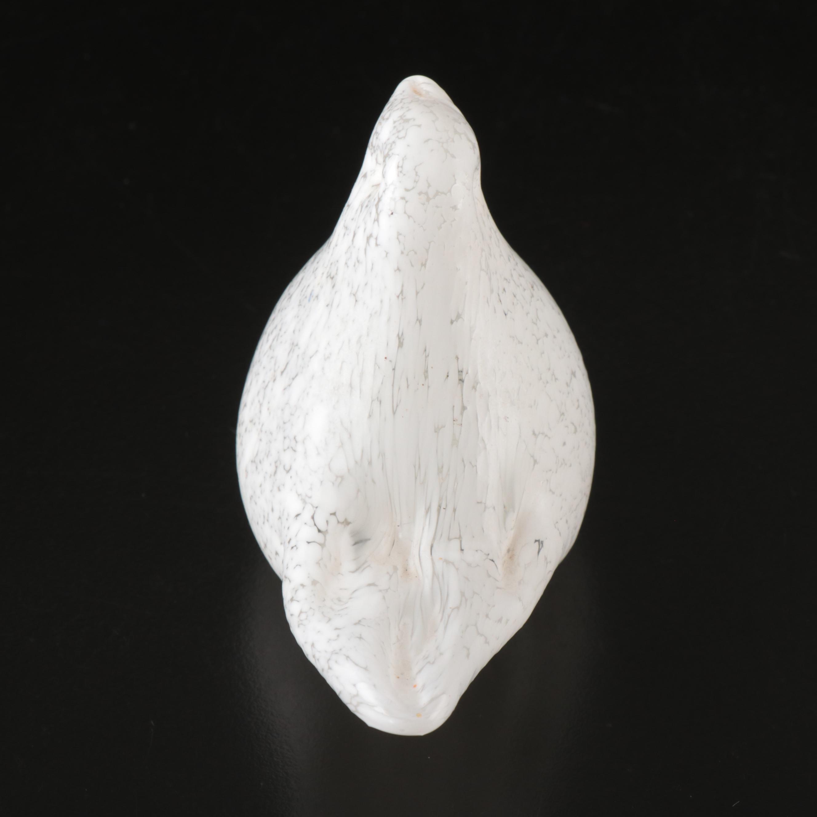 Crate & Barrel Speckled Glass Bird Paperweight and Studio Glass Flower