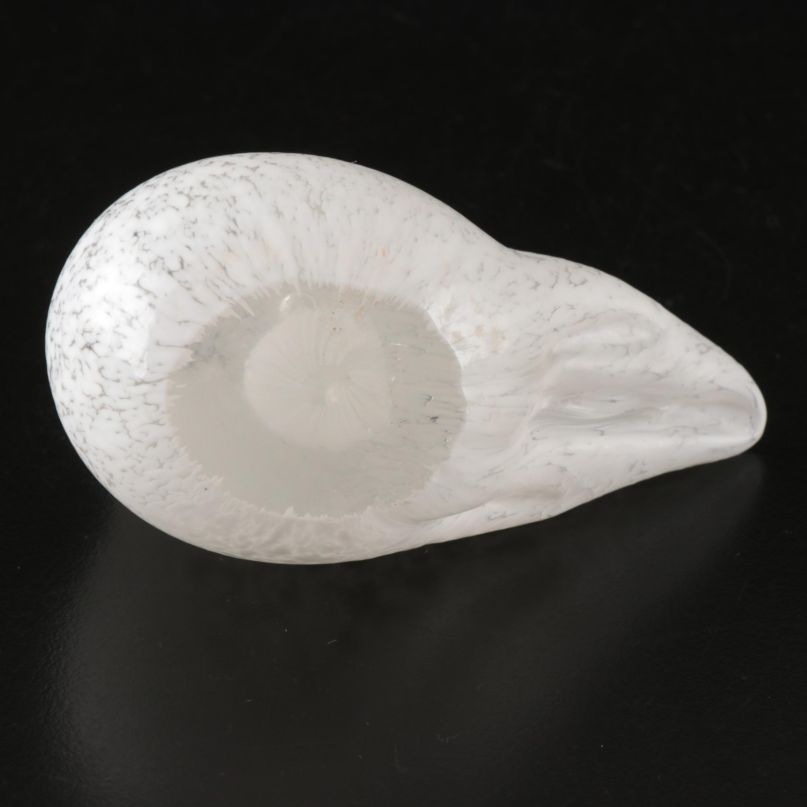 Crate & Barrel Speckled Glass Bird Paperweight and Studio Glass Flower