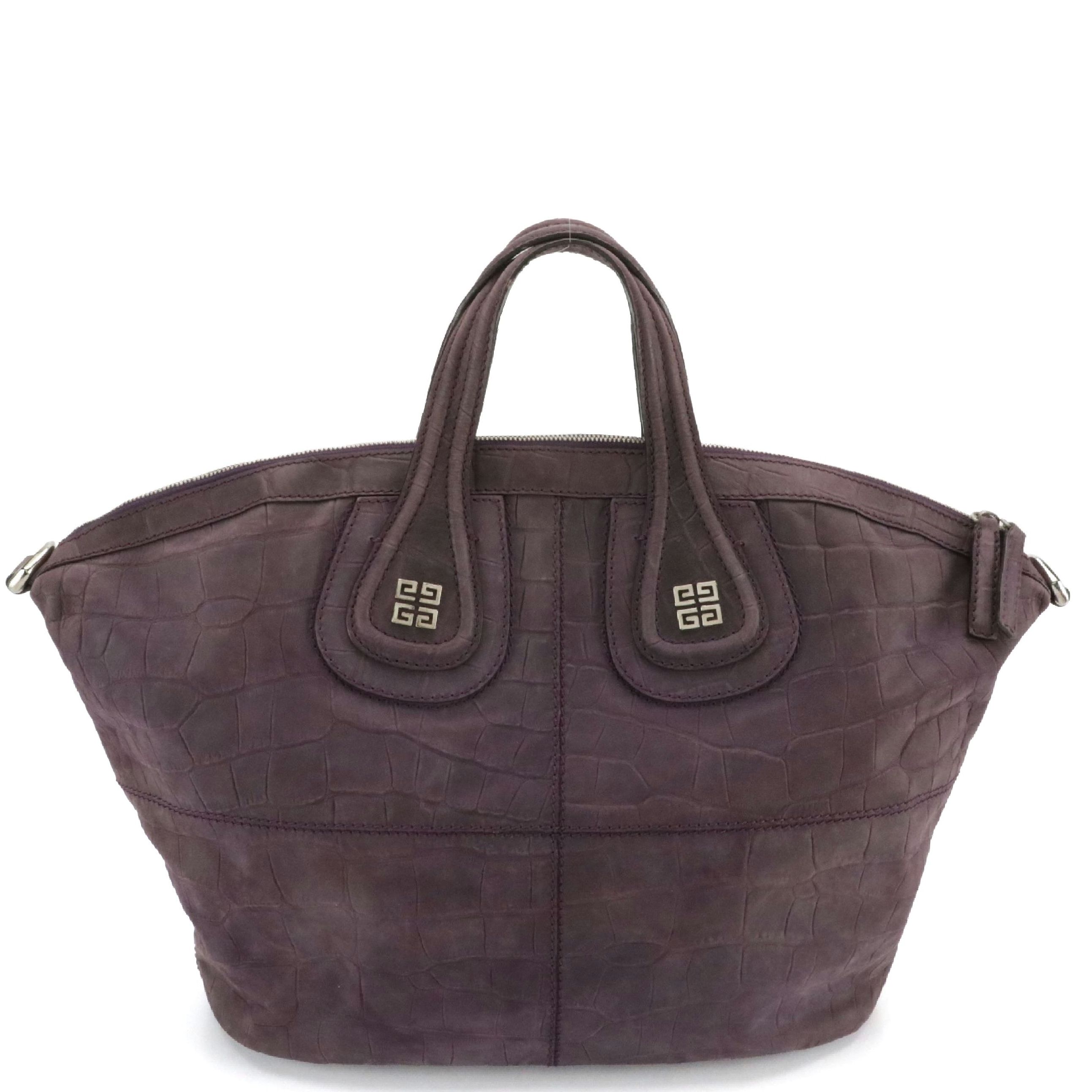 Givenchy Nightingale Two-Way Satchel in Matt Purple Croc Embossed Leather