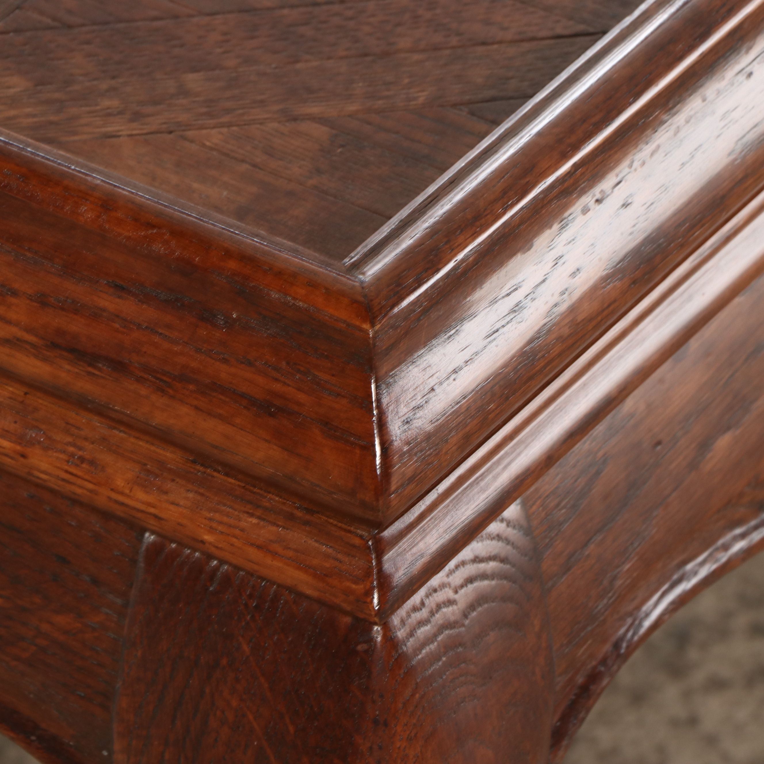 French Provincial Oak Parquetry Inlay Cocktail Table, Late 20th Century