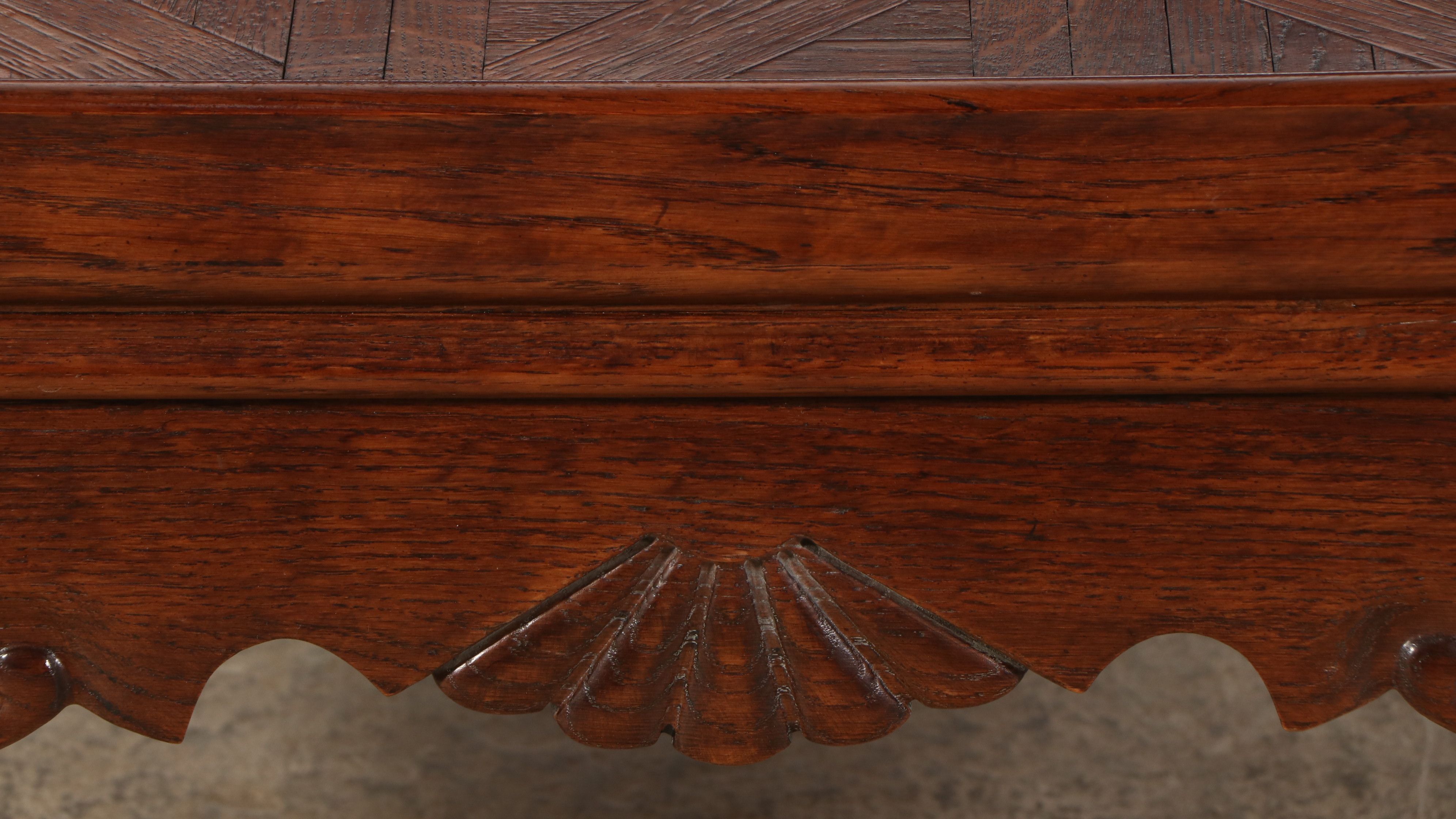 French Provincial Oak Parquetry Inlay Cocktail Table, Late 20th Century