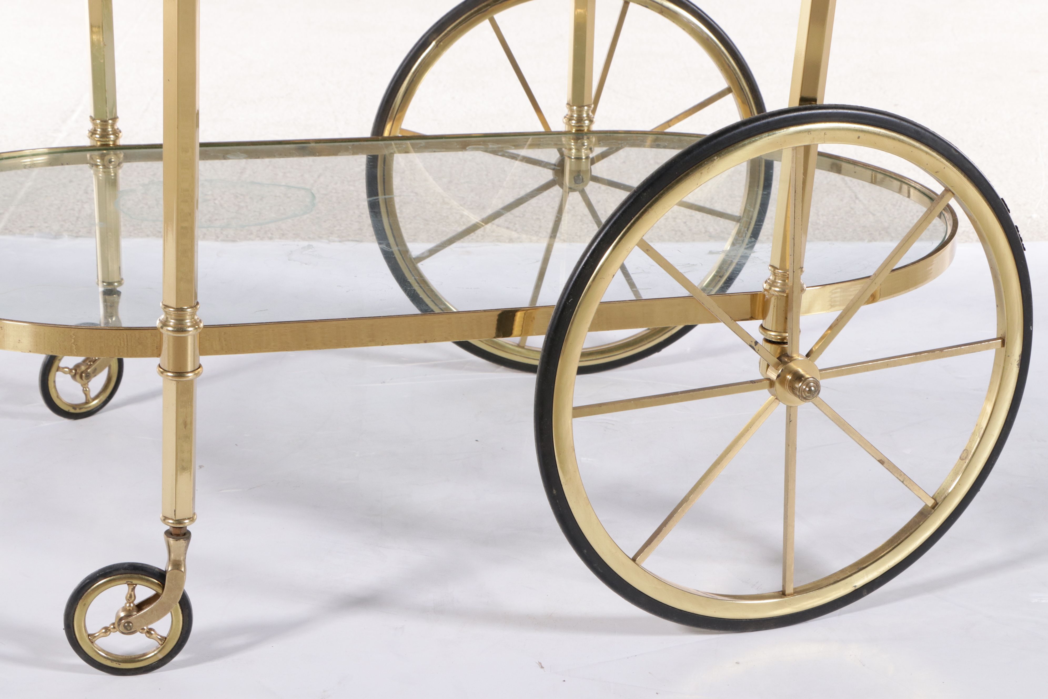 Hollywood Regency Brass and Glass Bar Cart