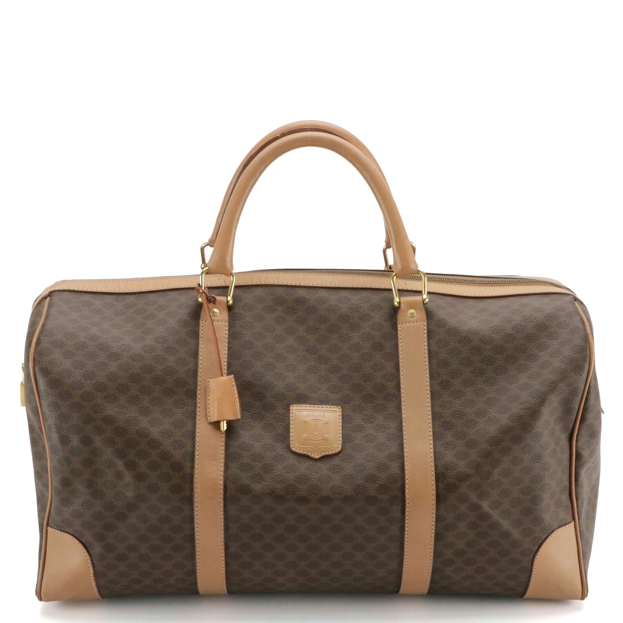 Celine Duffle Bag in Dark Brown Macadam Canvas and Leather