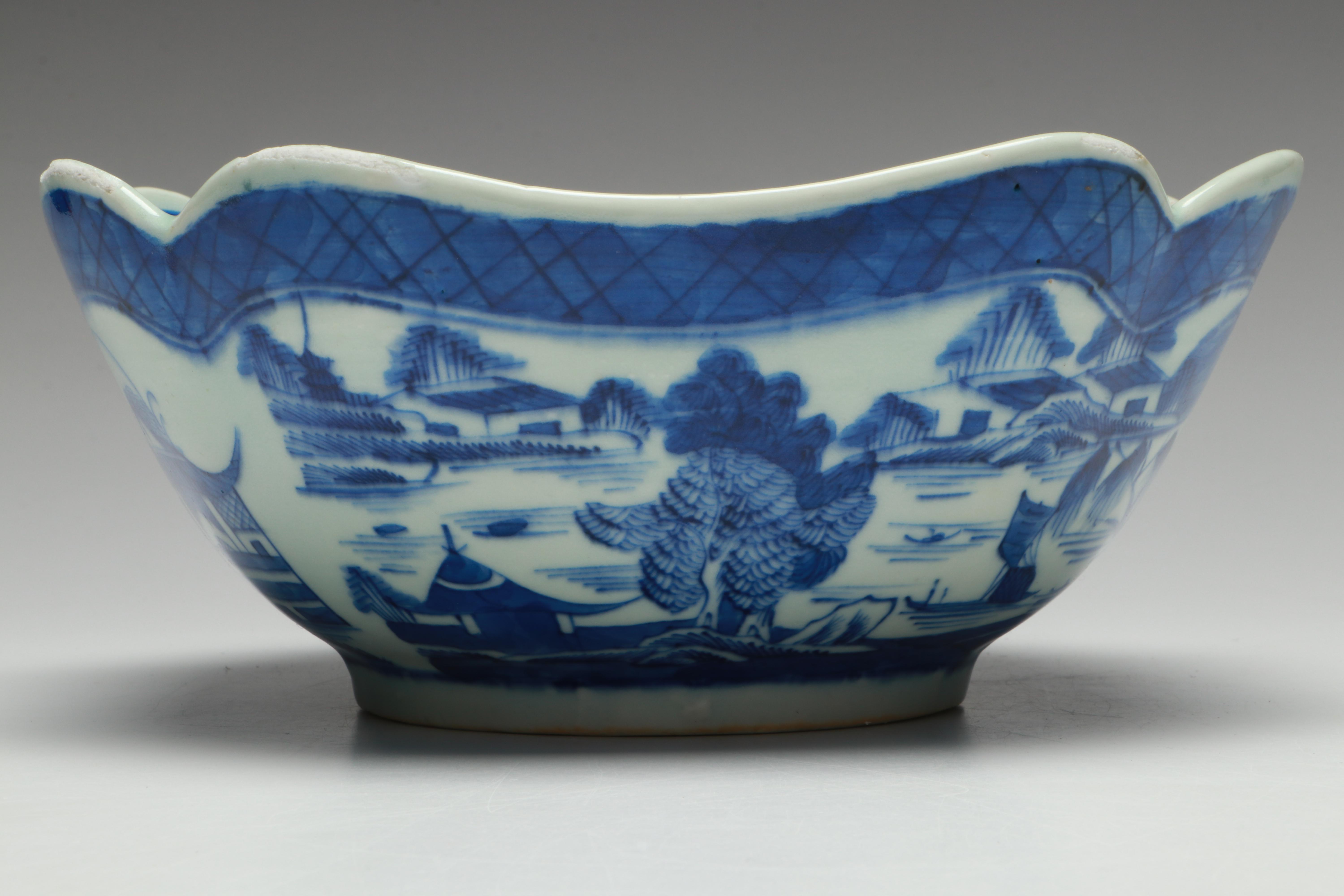 Chinese Export "Flower Basket" Octagonal Platter and Other Service Pieces