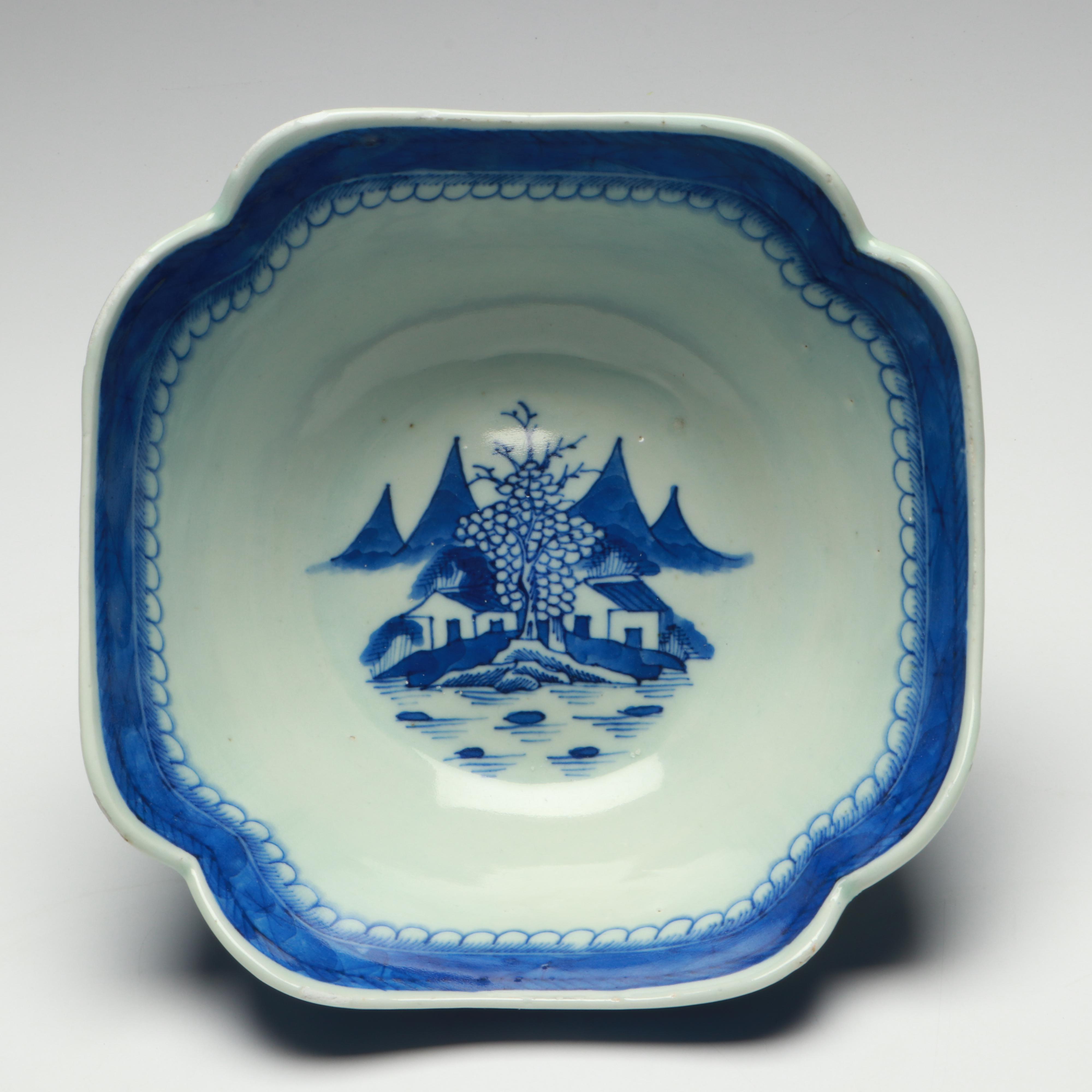 Chinese Export "Flower Basket" Octagonal Platter and Other Service Pieces