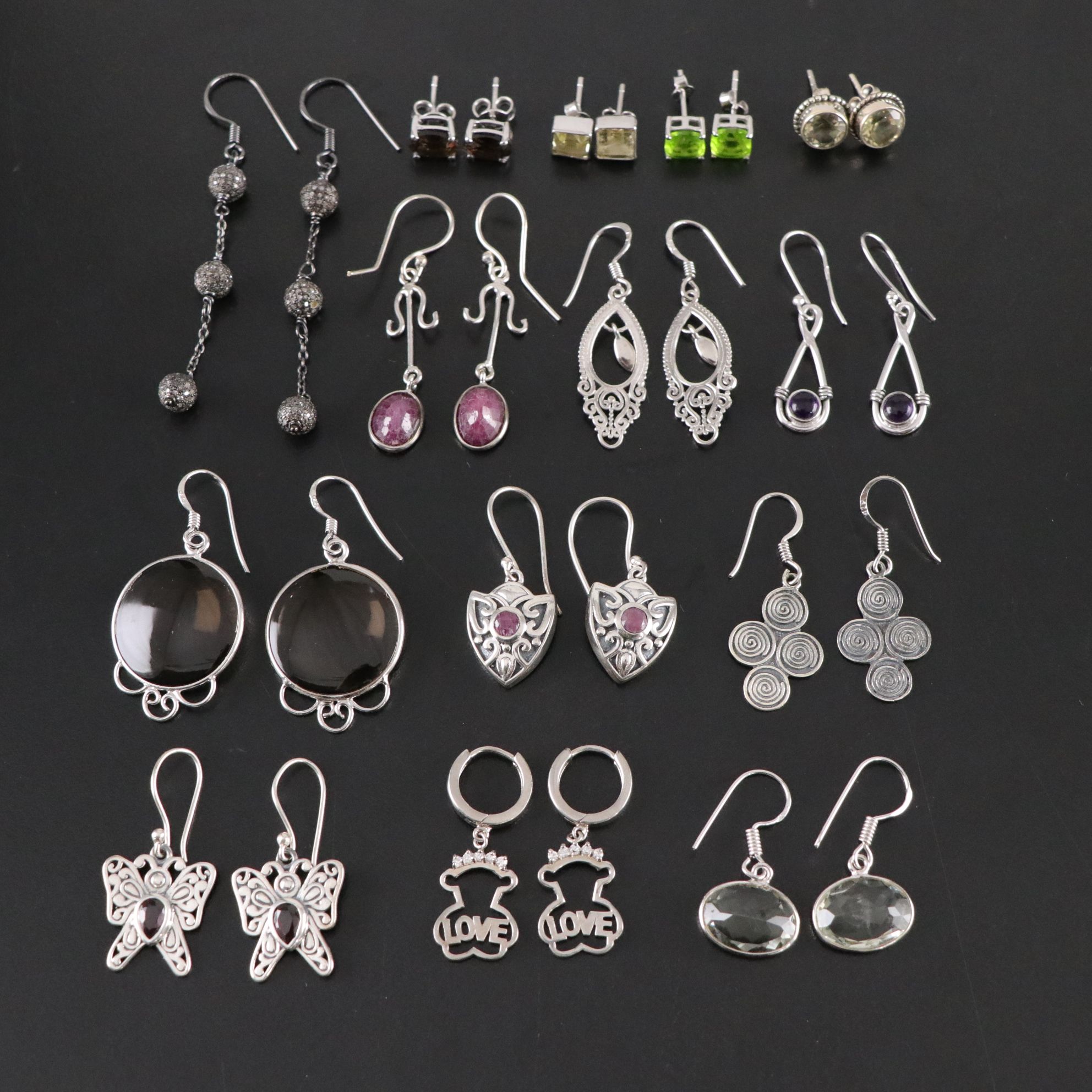 14 Assorted Sterling Silver Earrings