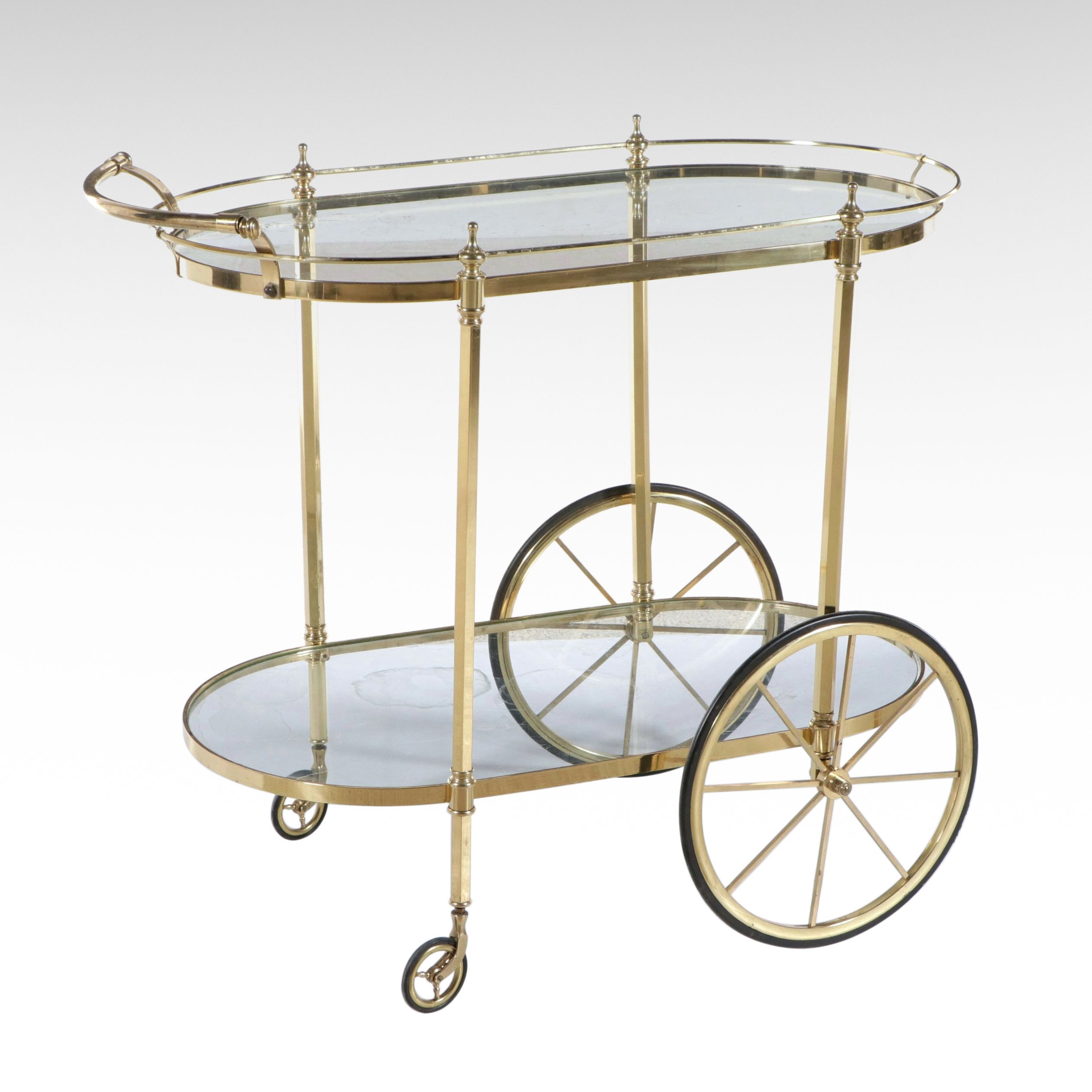 Hollywood Regency Brass and Glass Bar Cart