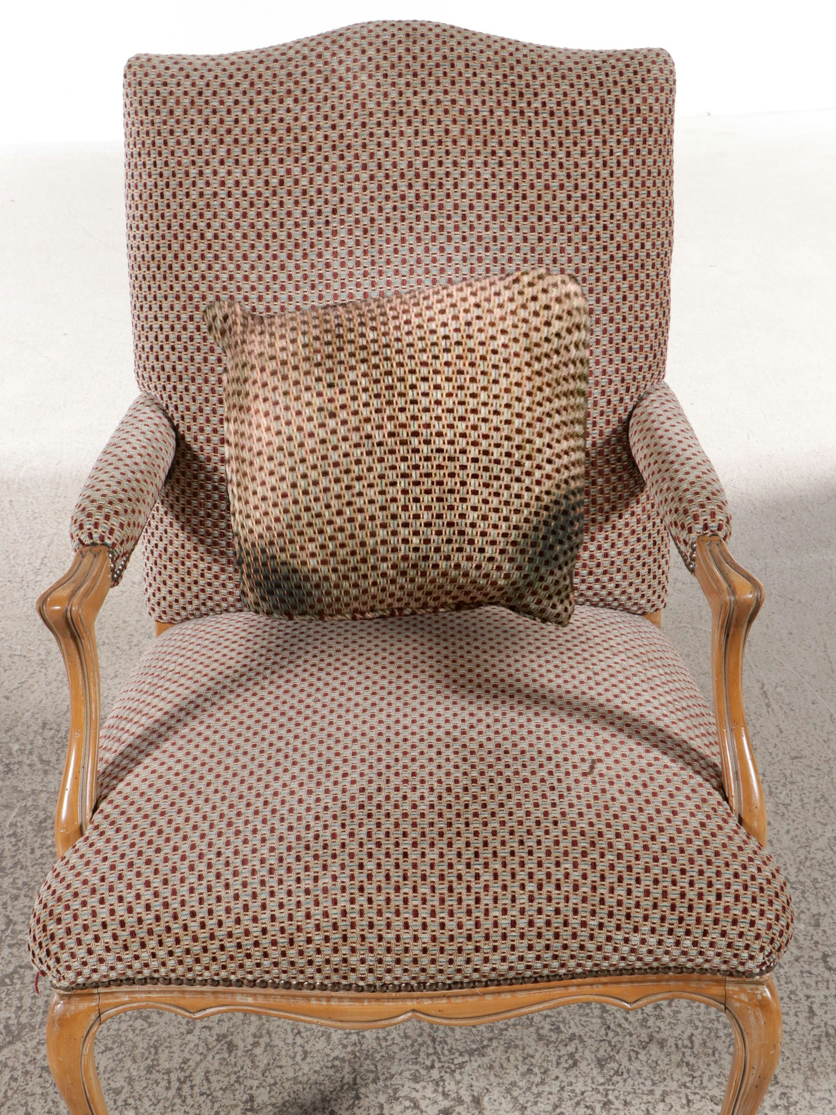 Georgian Style Upholstered Maple Finish Lolling Chair