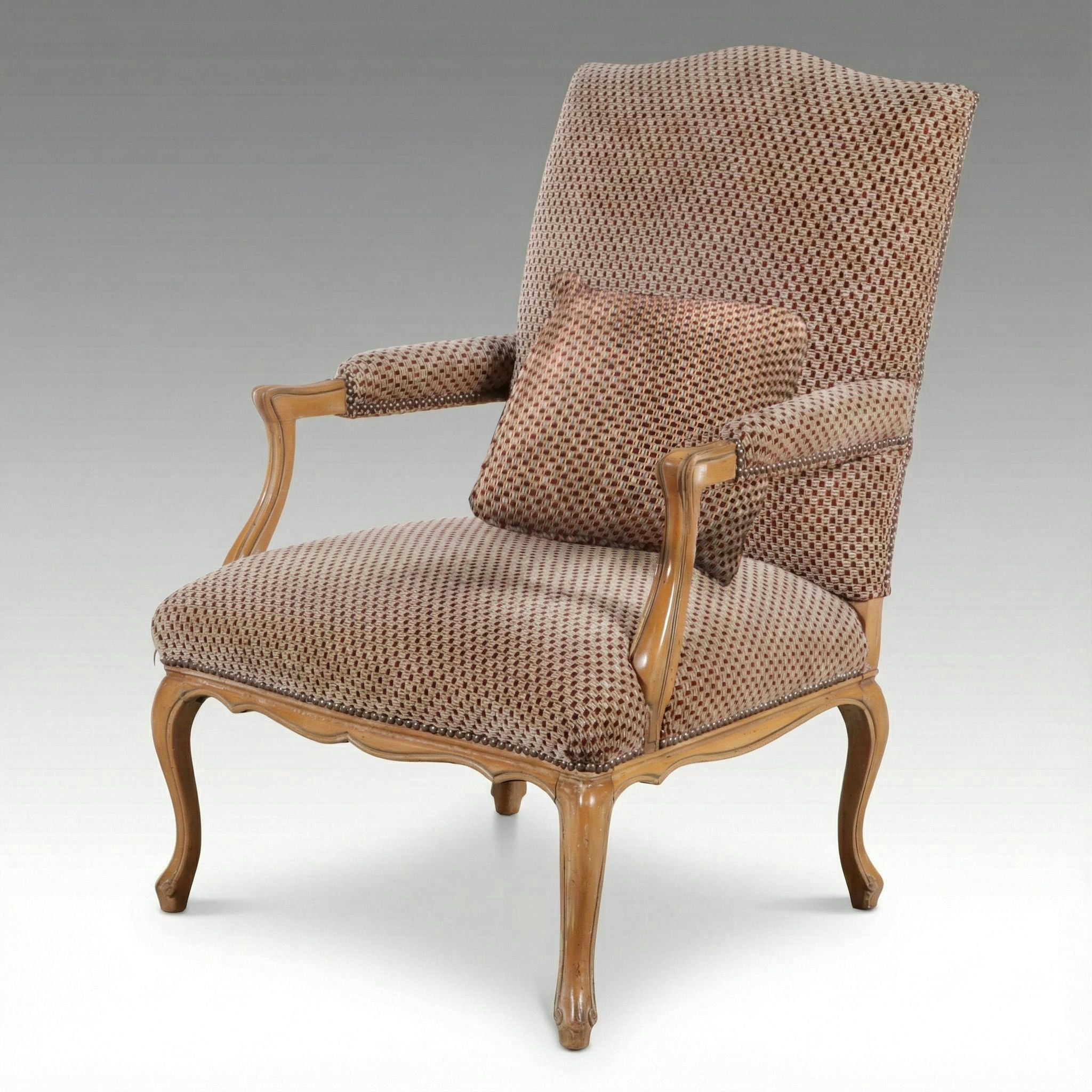 Georgian Style Upholstered Maple Finish Lolling Chair
