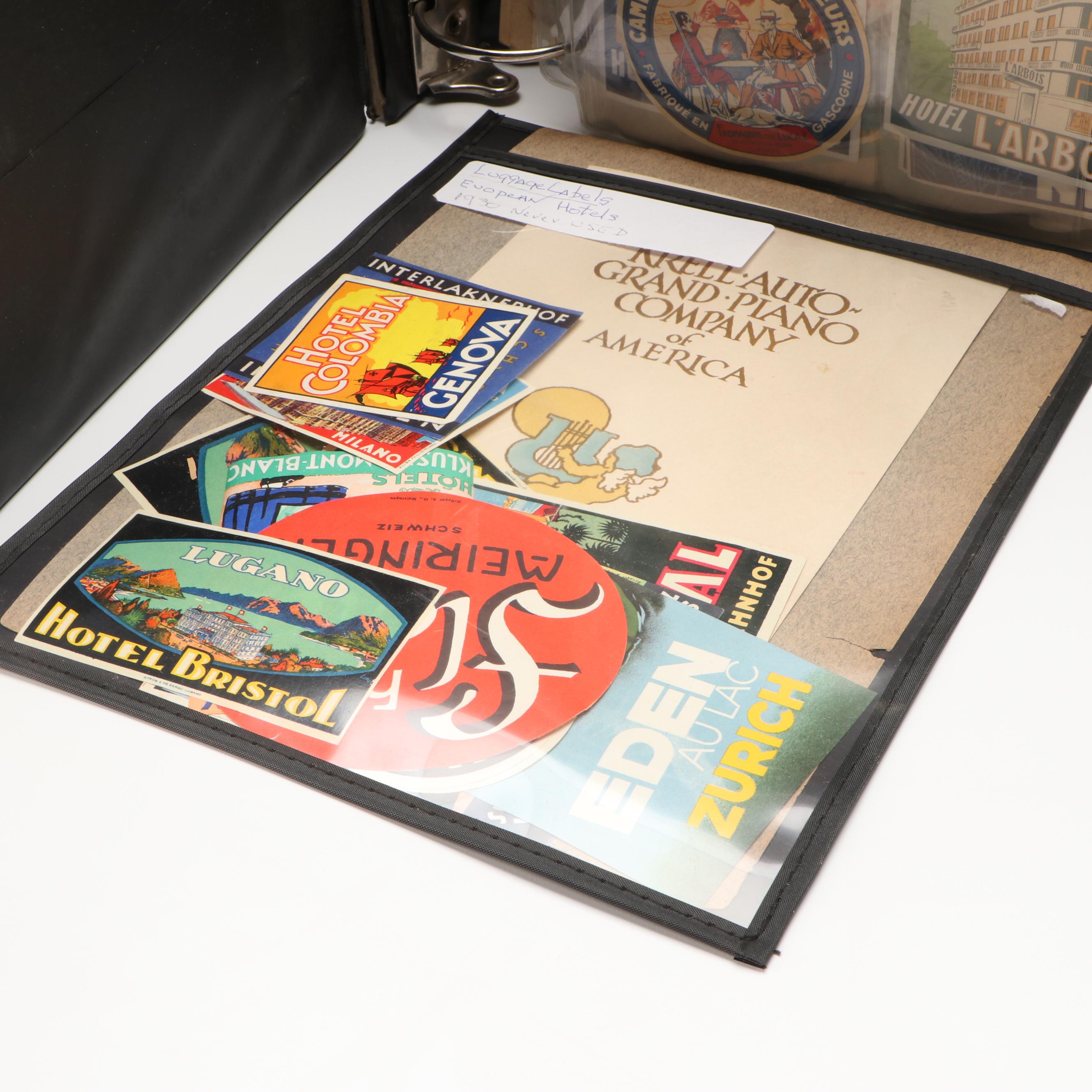 Paris, Lugano, Marseille and Other Luggage Labels, Mid-20th Century