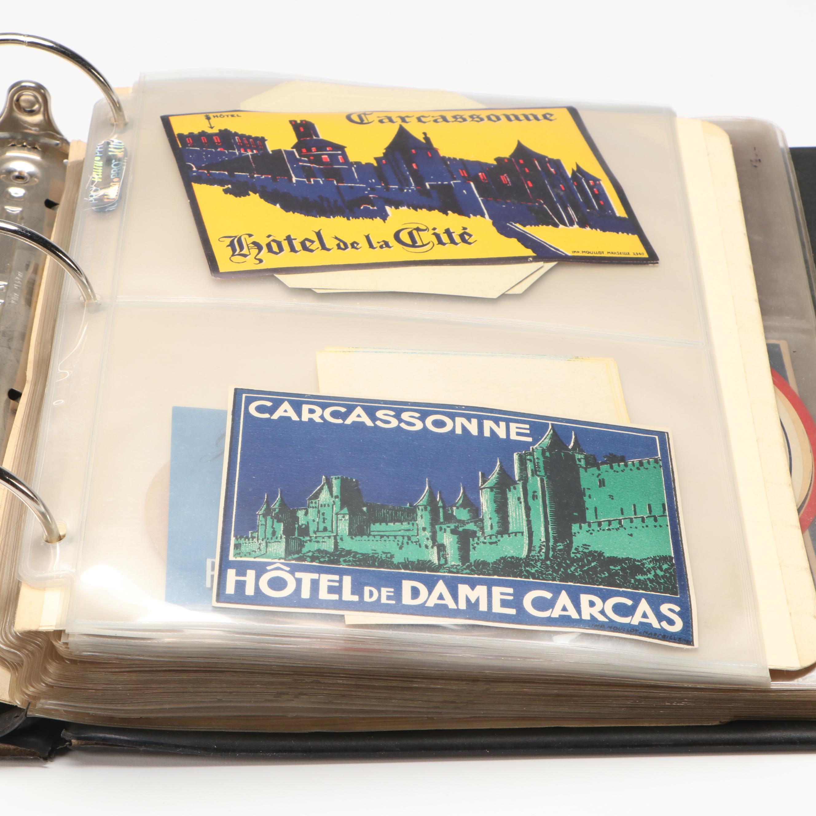 Paris, Lugano, Marseille and Other Luggage Labels, Mid-20th Century