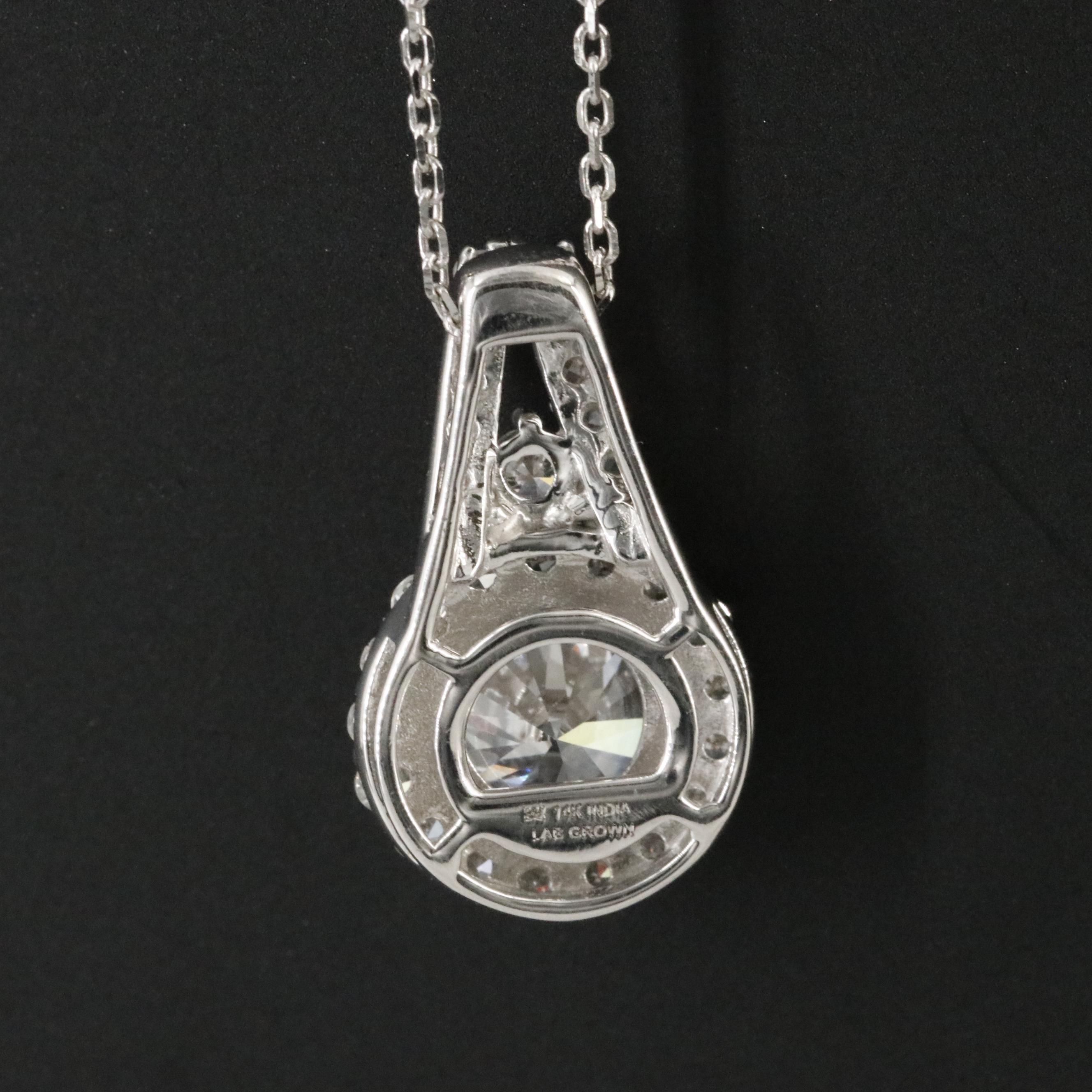14K 2.04 CTW Lab Grown Diamond Pendant Necklace with Online GIA Report