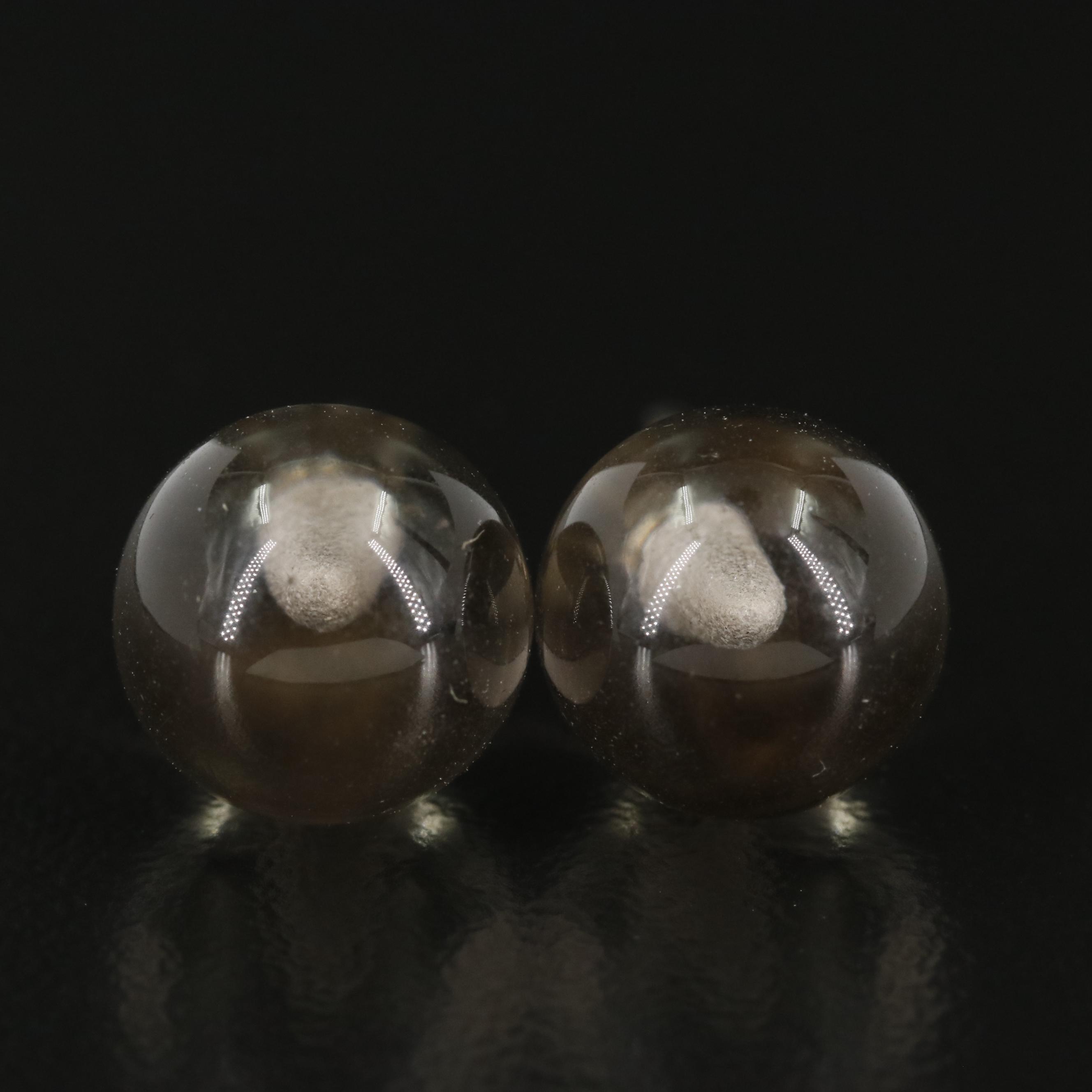 Sterling Round Smoky Quartz Stud Earrings