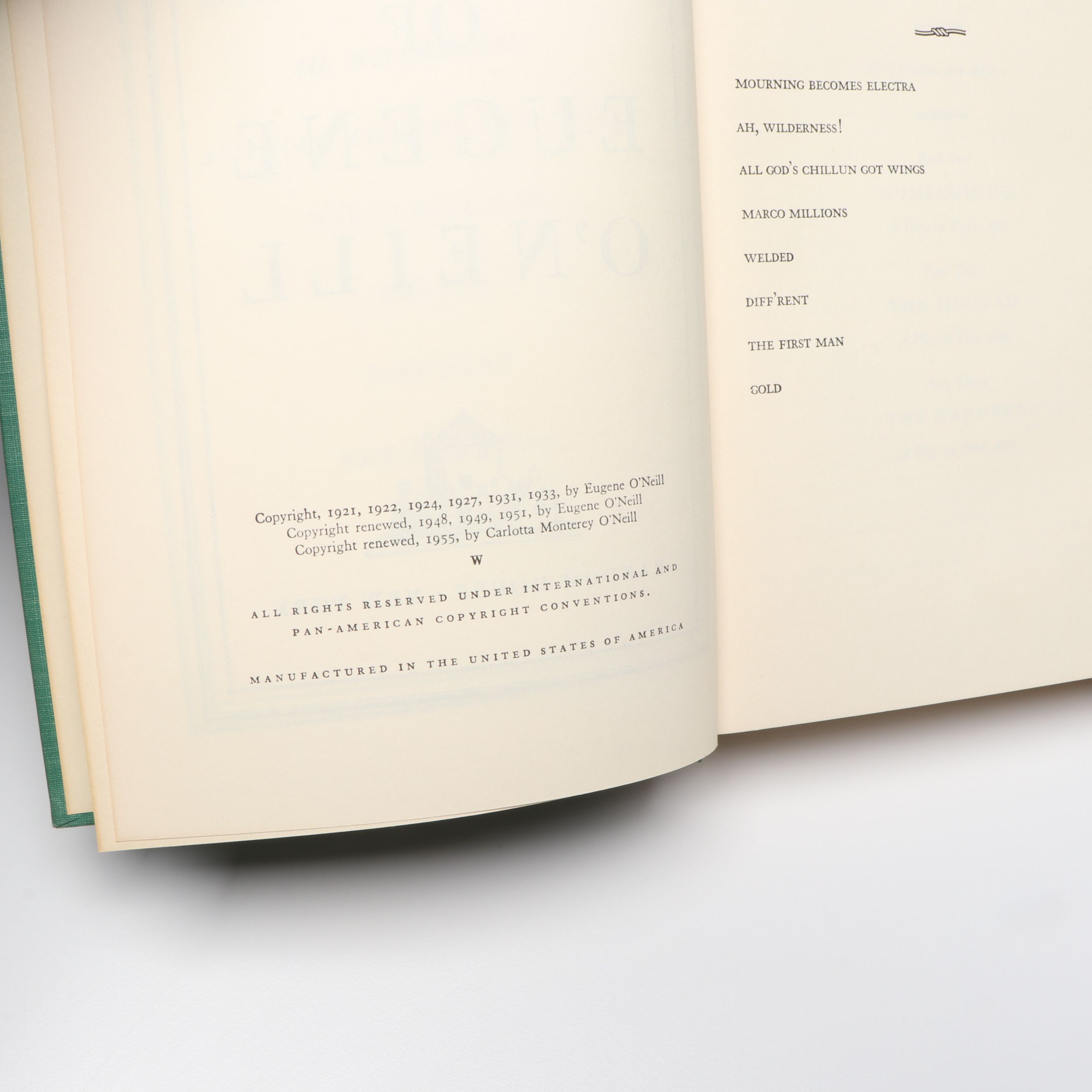 Book Club Edition "The Plays of Eugene O'Neill" Three-Volume Set, 1955