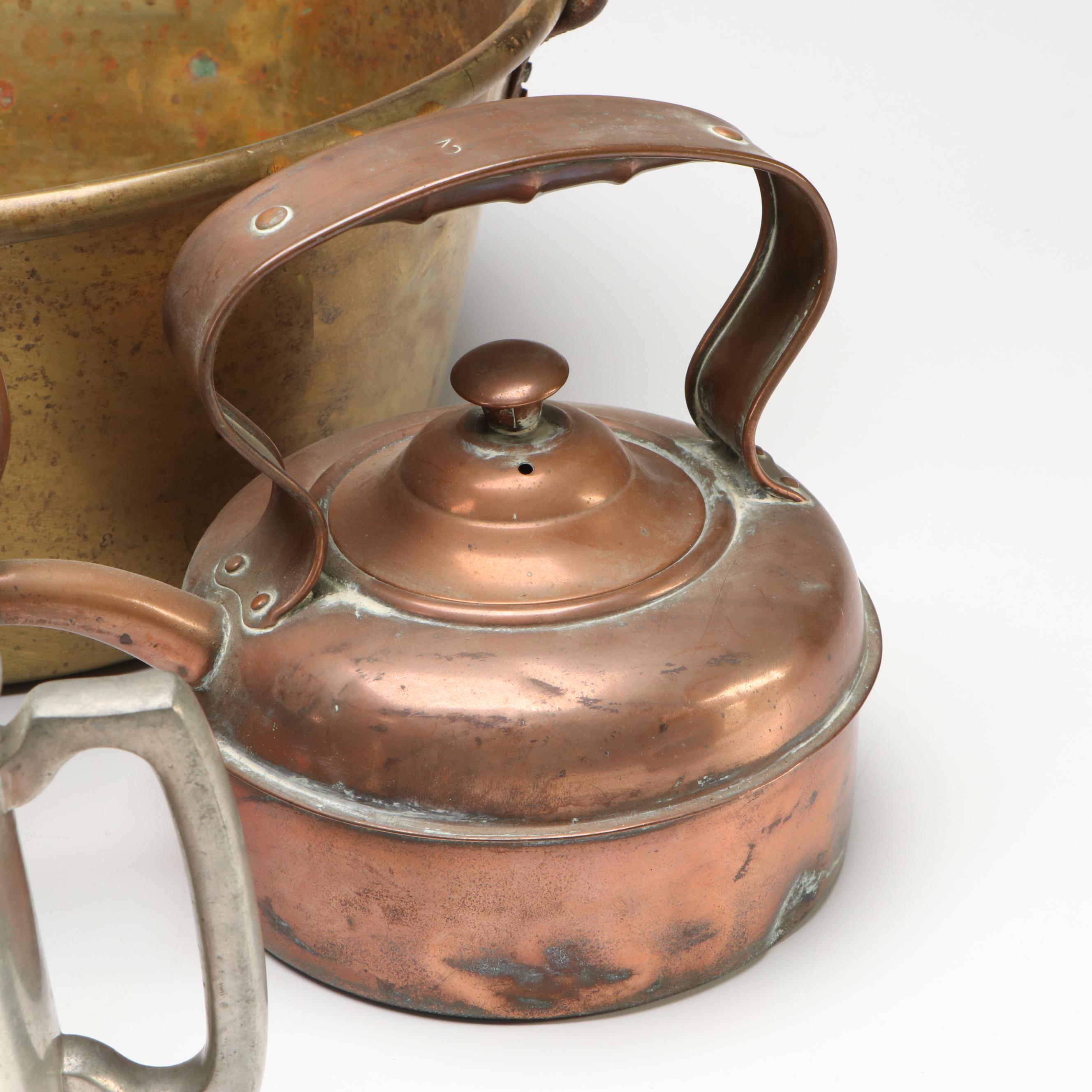 Reed & Barton Pewter Mug, Copper Cider Measure and Other Antique Metal Vessels