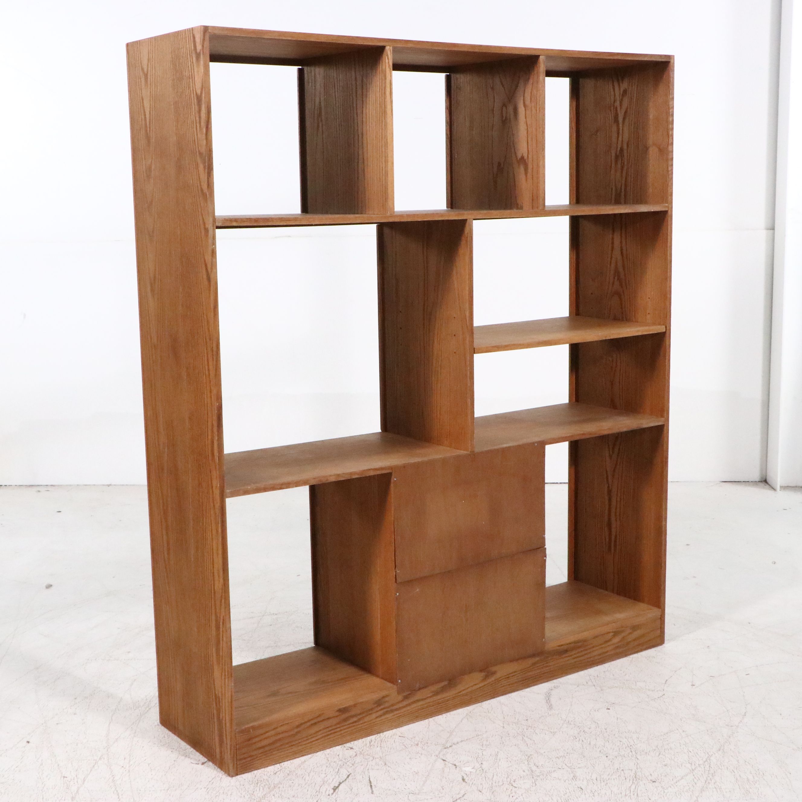 Modernist Oak Wall Bookcase or Display Shelf, Late 20th Century