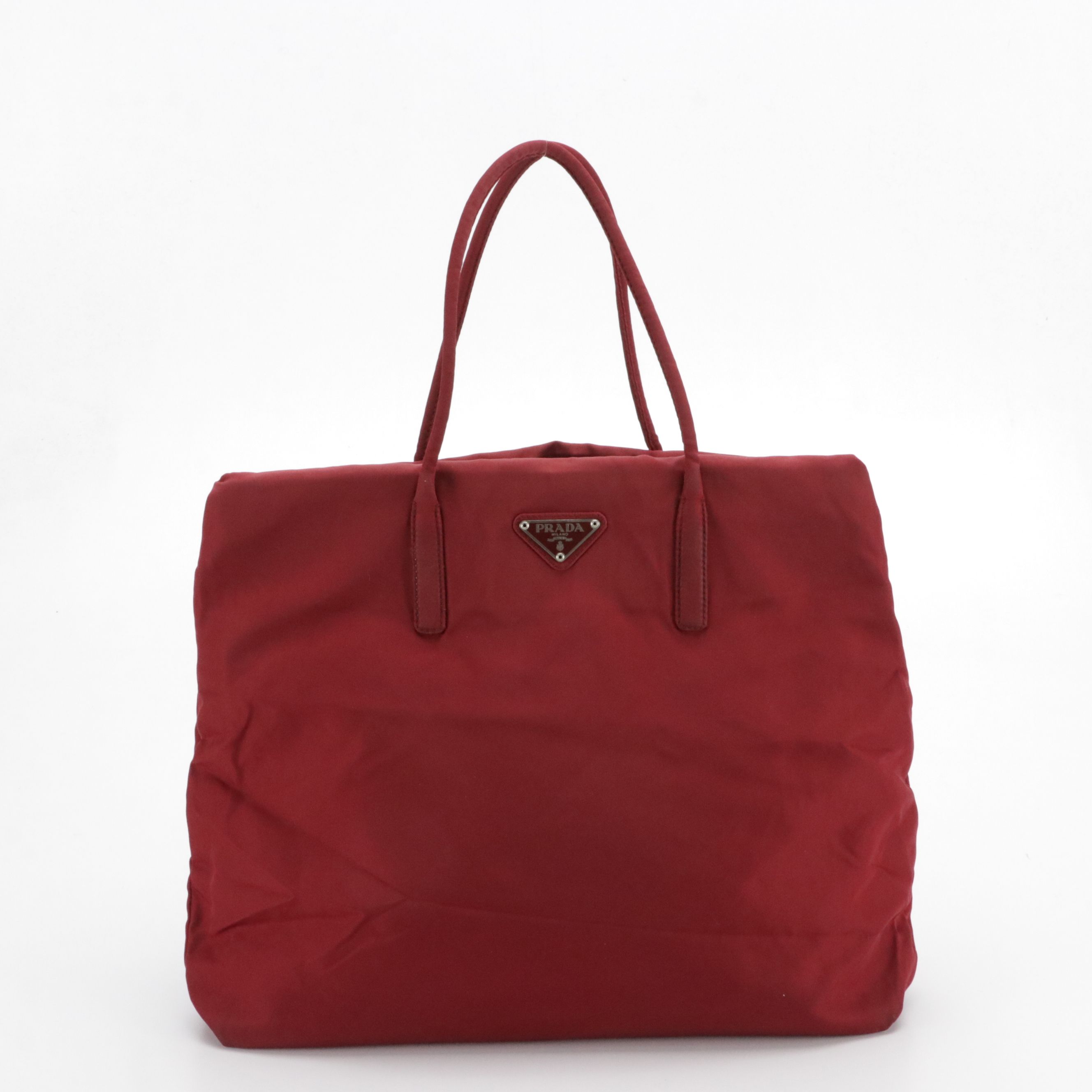 Prada Tessuto Nylon Handbag in Burgundy